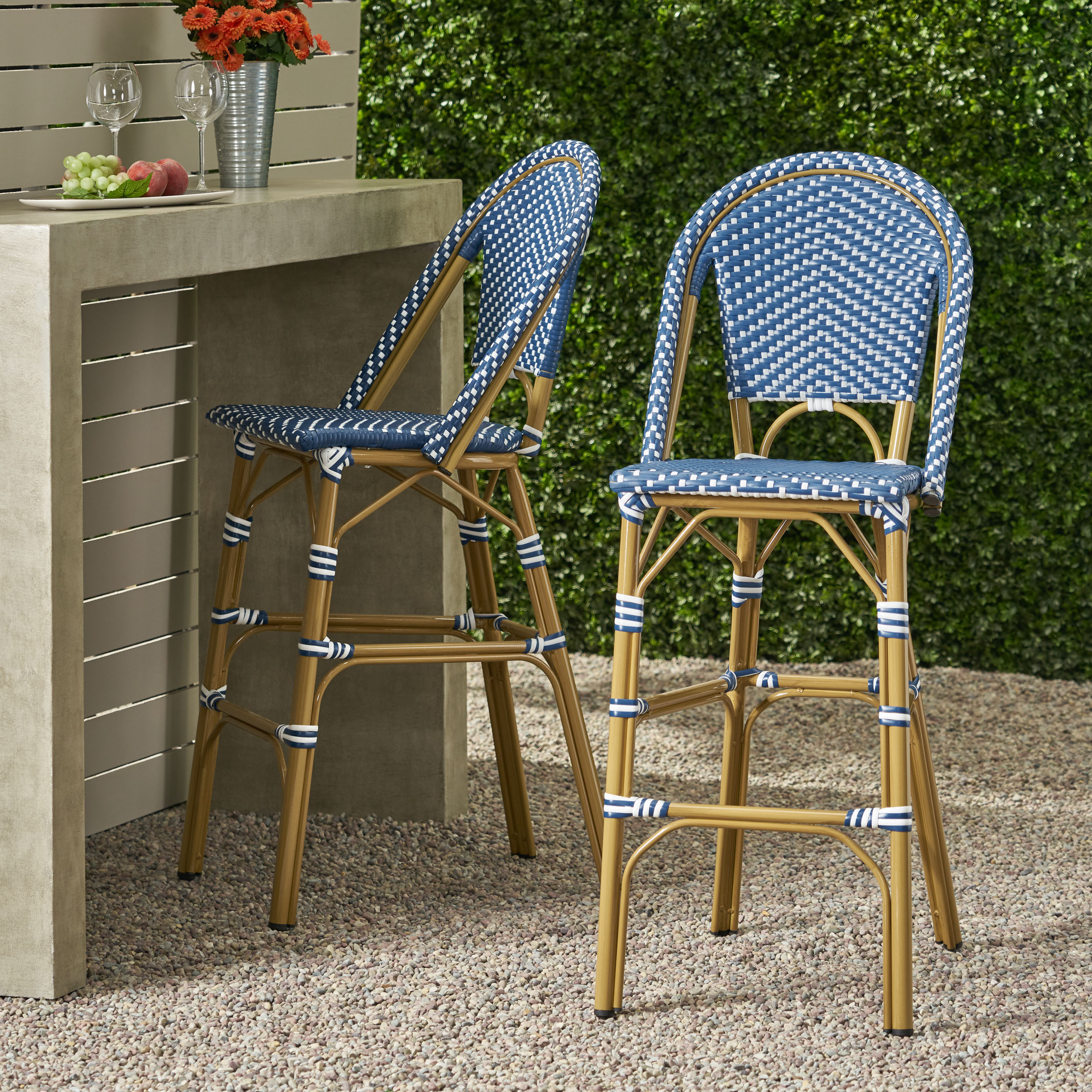 PE Rattan Outdoor Barstool Set, picture 3 of 4