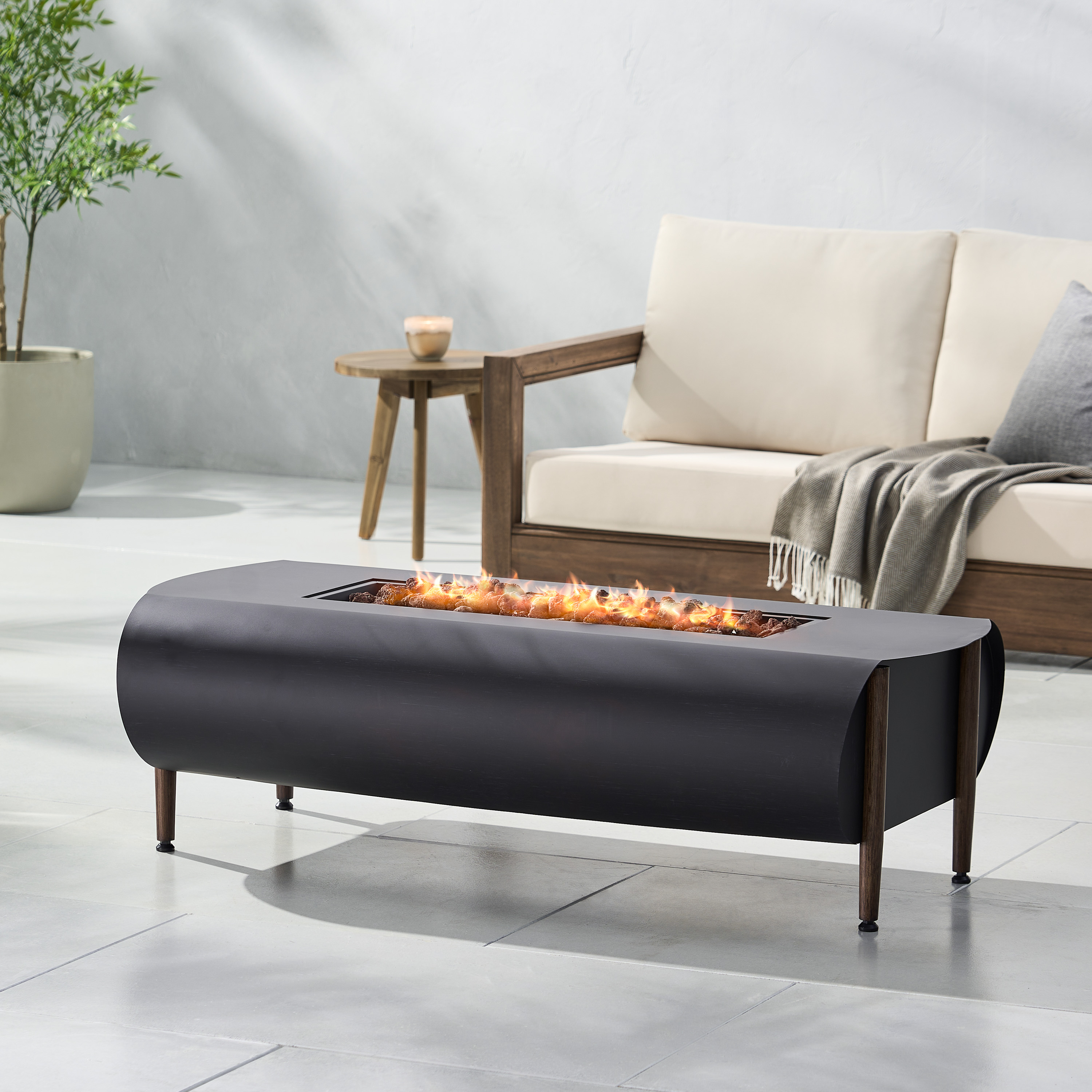 VERNON RECTANGLE FIRE PIT - 50,000BTU Tank Cover Not Included