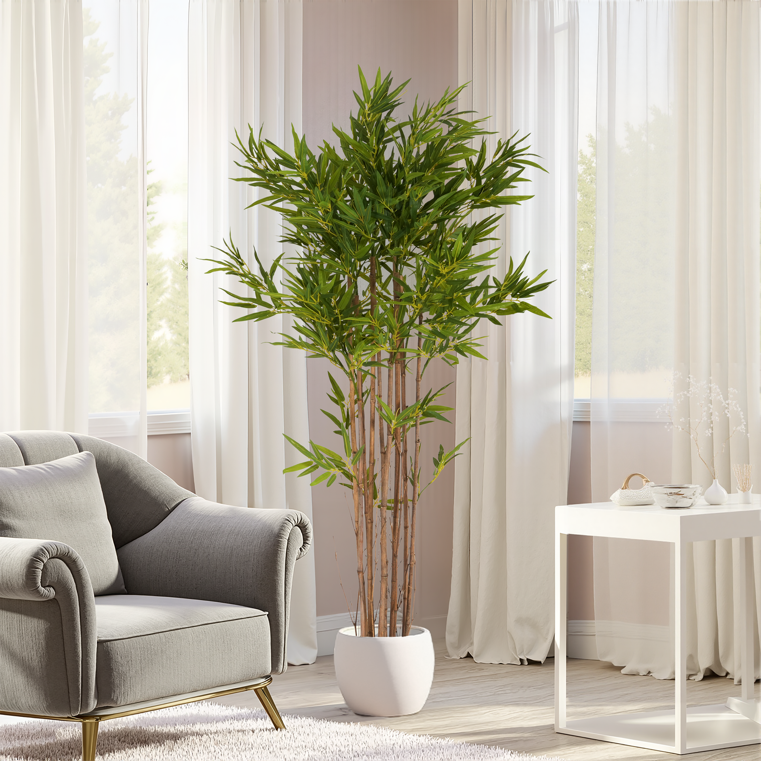 70 Artificial Bamboo With Black Plastic Pot view 4