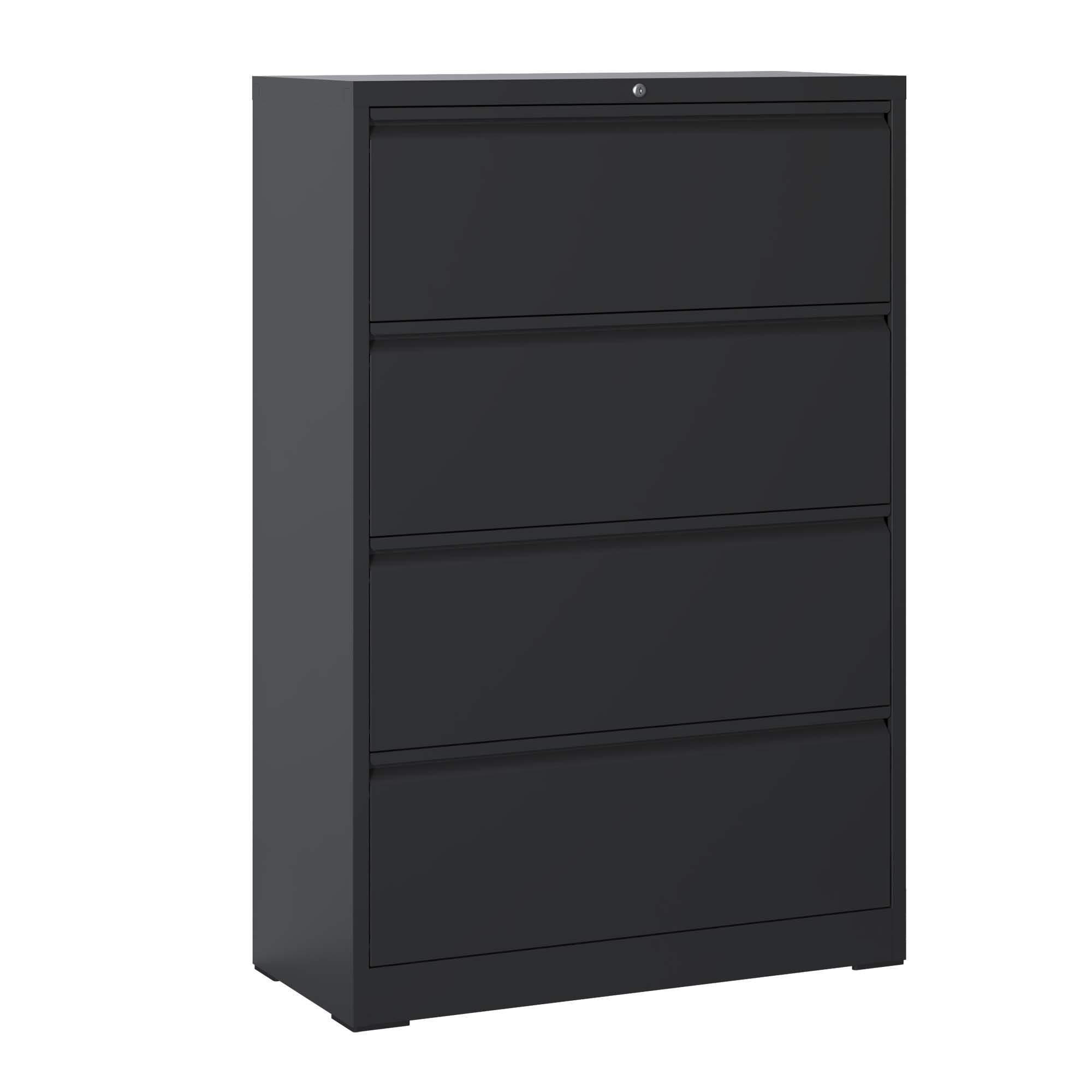 4 Drawer Lateral File Cabinet, Heavy Duty Metal Filing Cabinet, 35.4 Inch Wide Locking File Cabinet For Home Office, Space-Saving Vertical Storage With Anti-Tip Interlock, For Letter Legal A4 Files