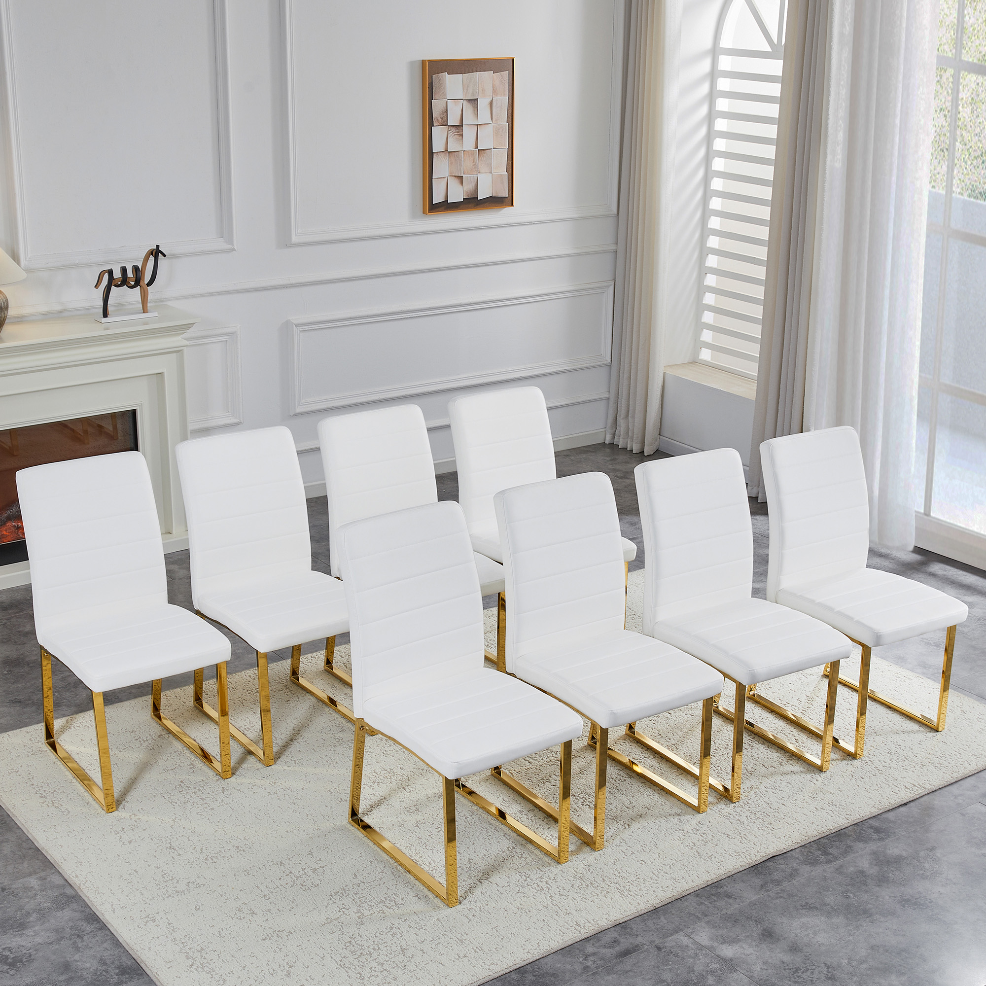 8-Pack - Heavy-duty Chairs Set 2.1 Thick Cushion, Iron Frame, Perfect For Home Or Office. Classic Colors, Great Value