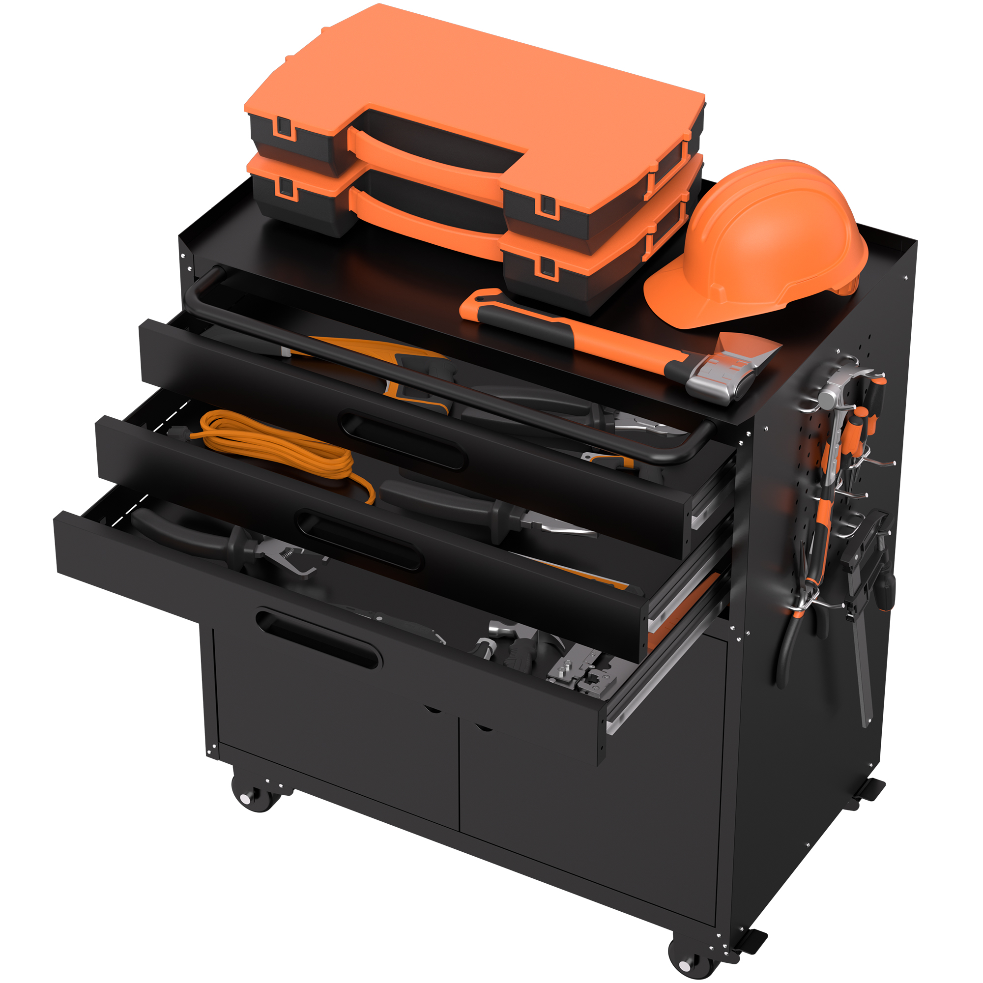 34.3 Rolling Metal Tool Cabinet - Heavy Duty Garage Storage With Lockable Doors & 3 Drawers, Mobile Workbench Organizer For Garage, Workshop, Home detail