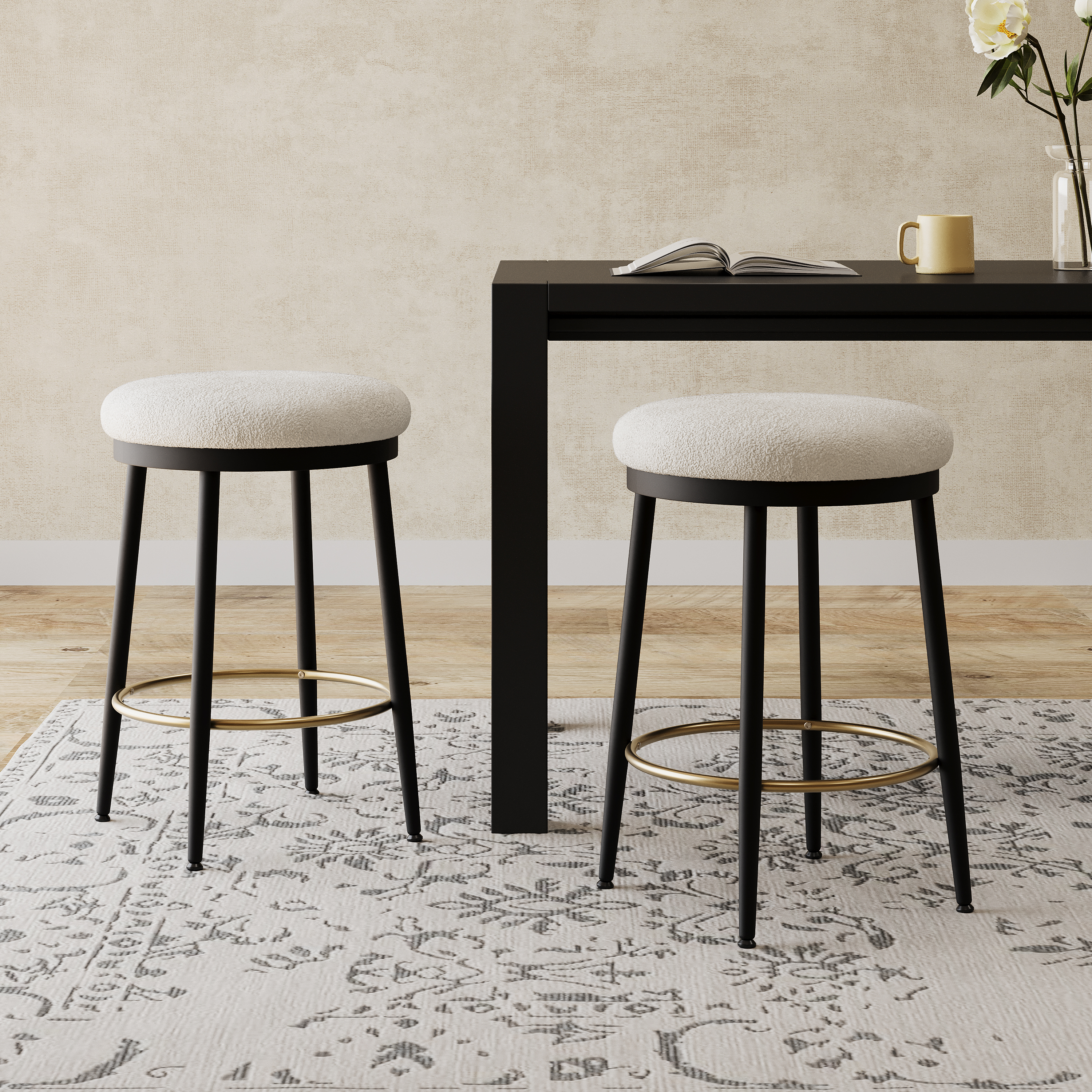 24.75 Modern Counter Stools Set Of 2,White Counter Stools