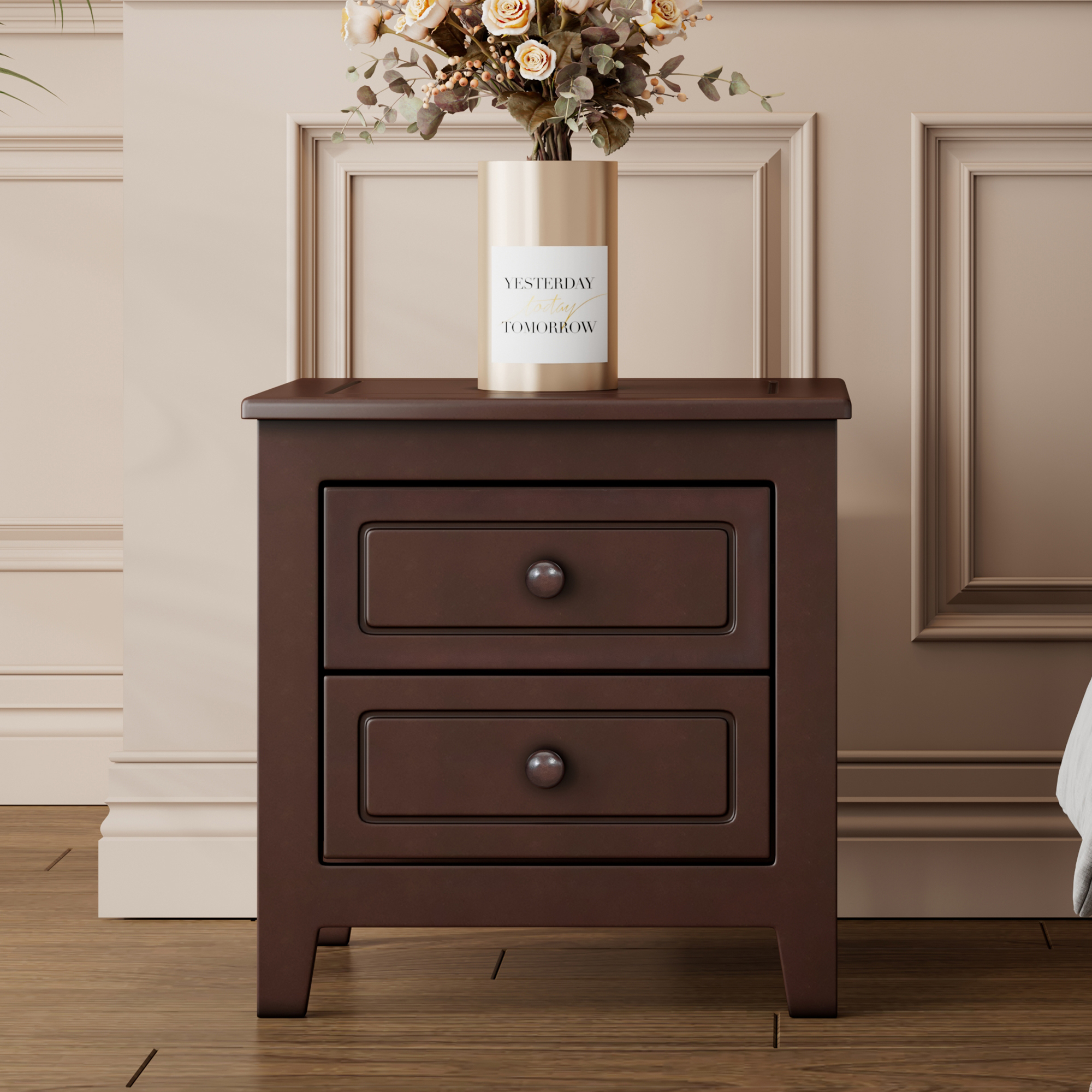 2-Drawer Walnut Nightstand, picture 4 of 4
