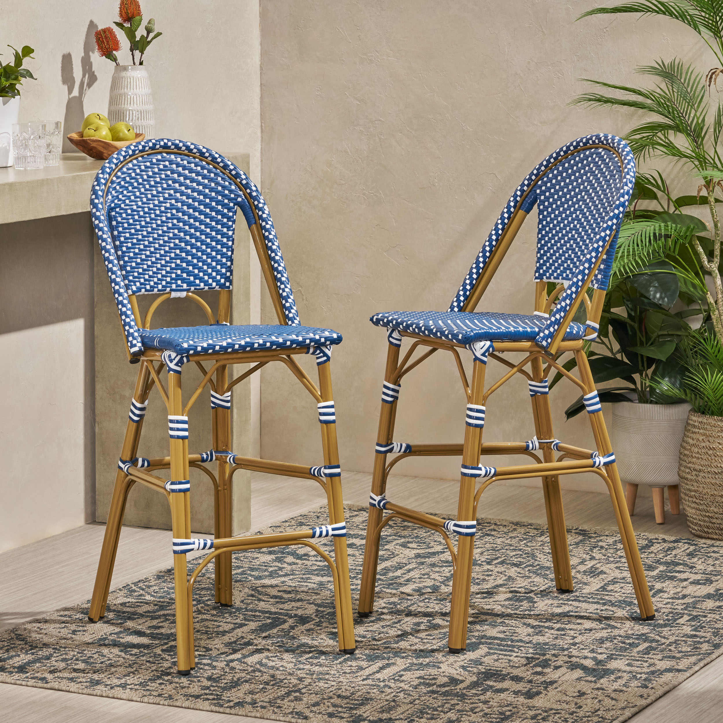 PE Rattan Outdoor Barstool Set, picture 2 of 4