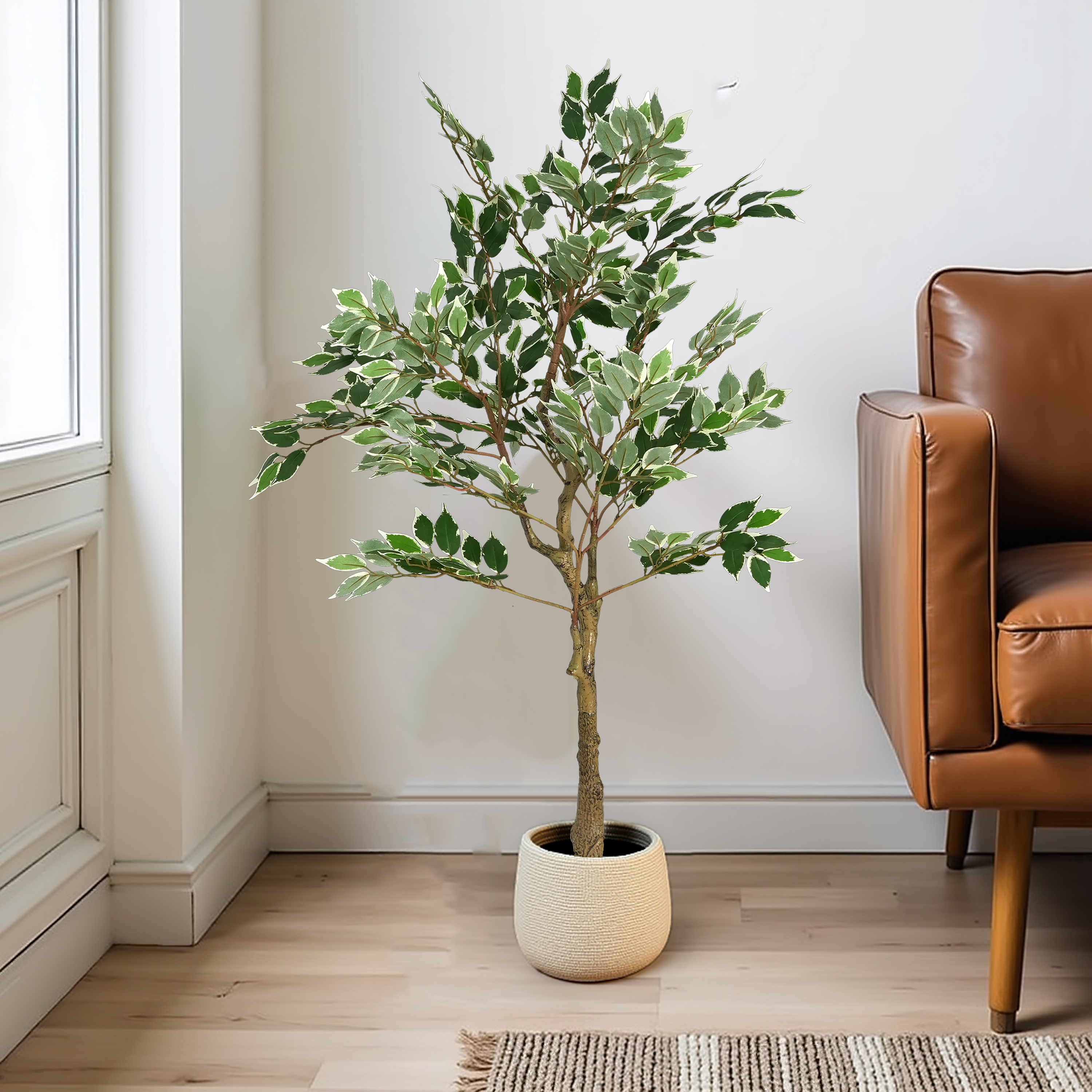 51 Artificial Ficus Tree With Black Plastic Pot view 2