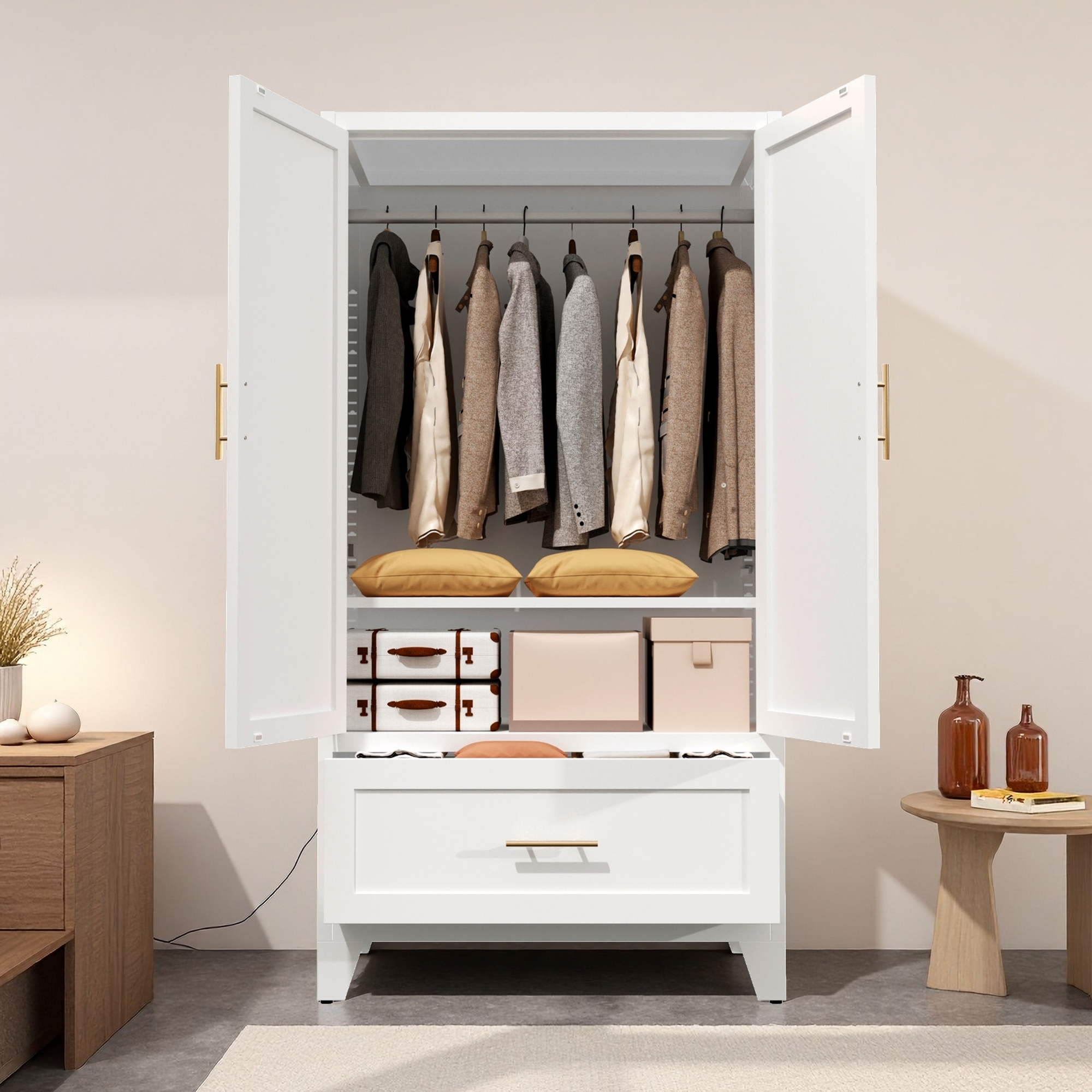Steel Wardrobe Cabinet with Drawer, picture 2 of 4