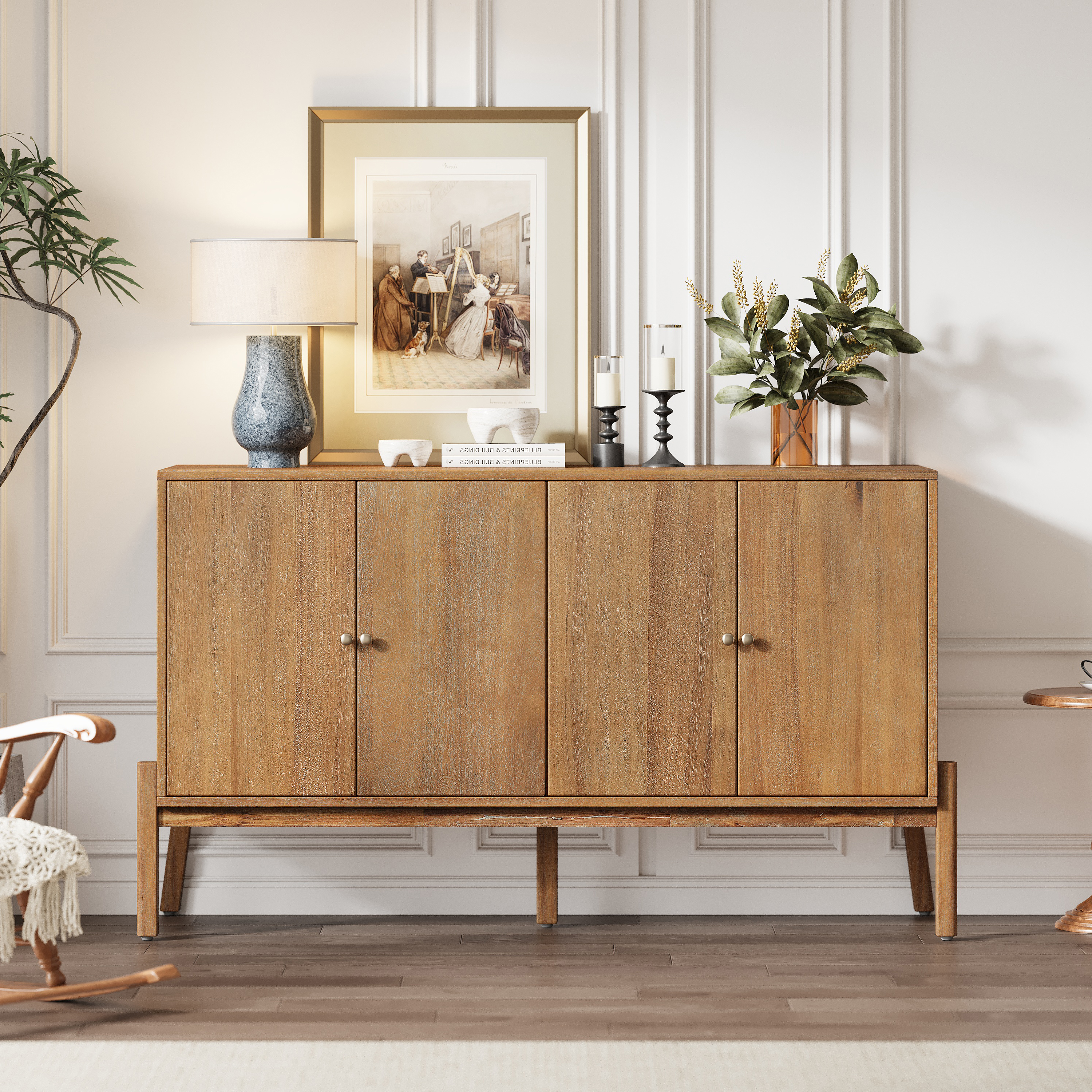 4-Door Sideboard Buffet Cabinet