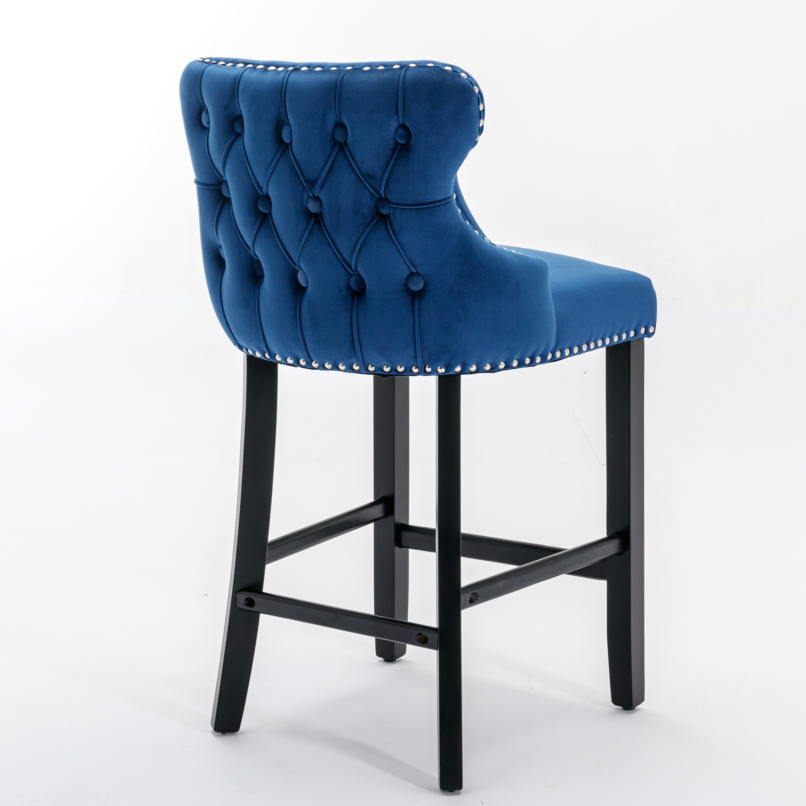 Velvet Upholstered Wing-Back Barstools, picture 3 of 4