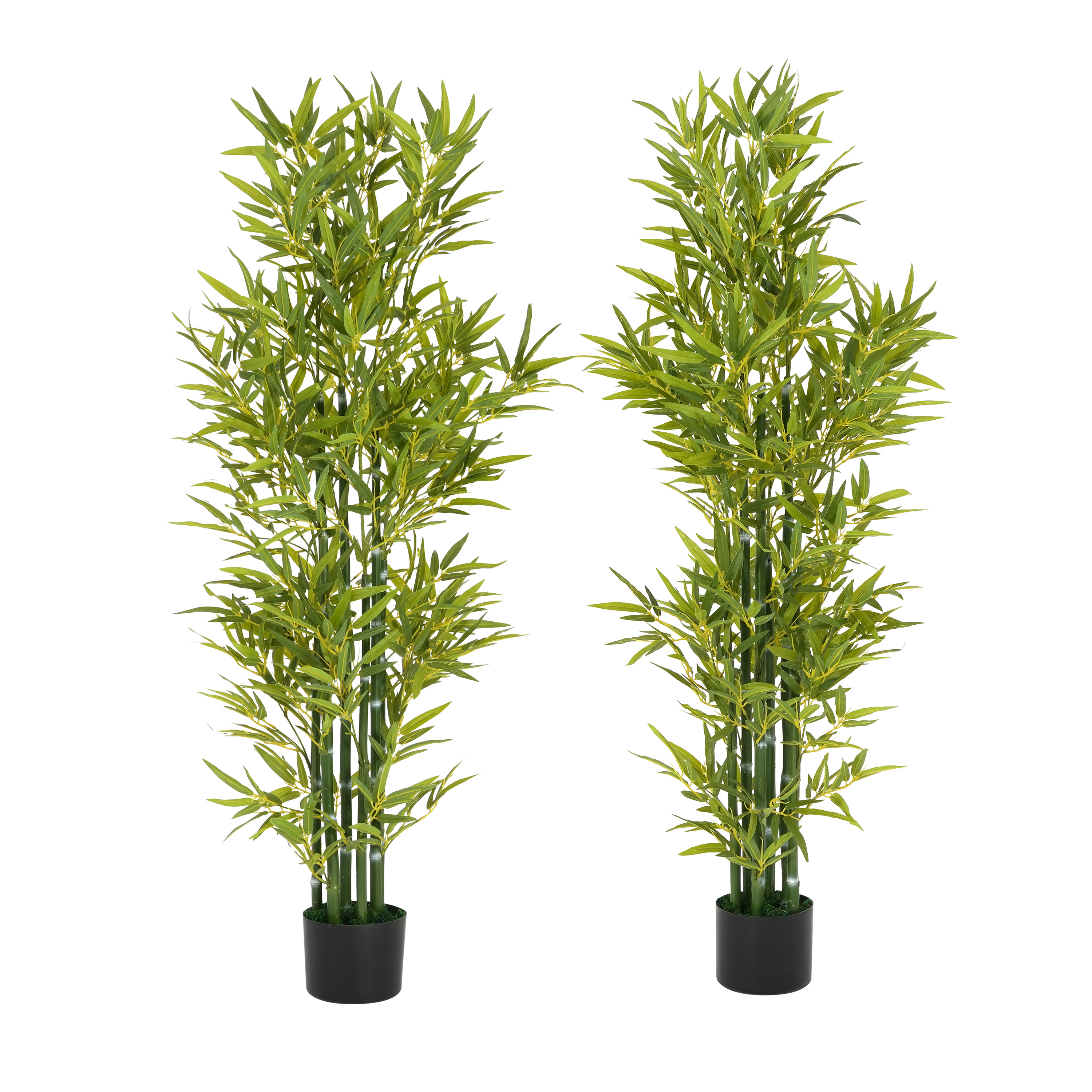 5 Artificial Bamboo With Black Plastic Pot, Set Of 2