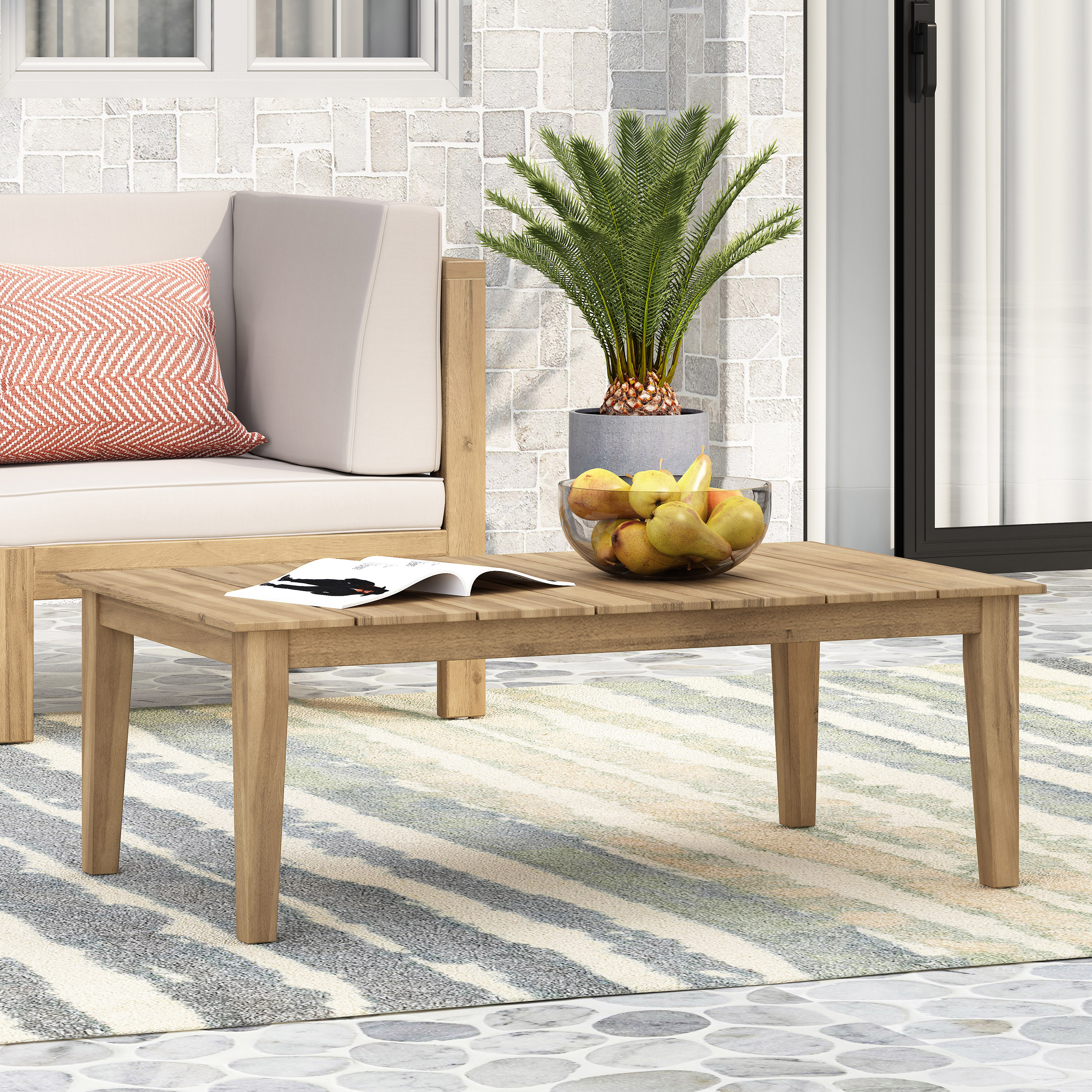 Acacia Wood Outdoor Coffee Table, picture 3 of 4
