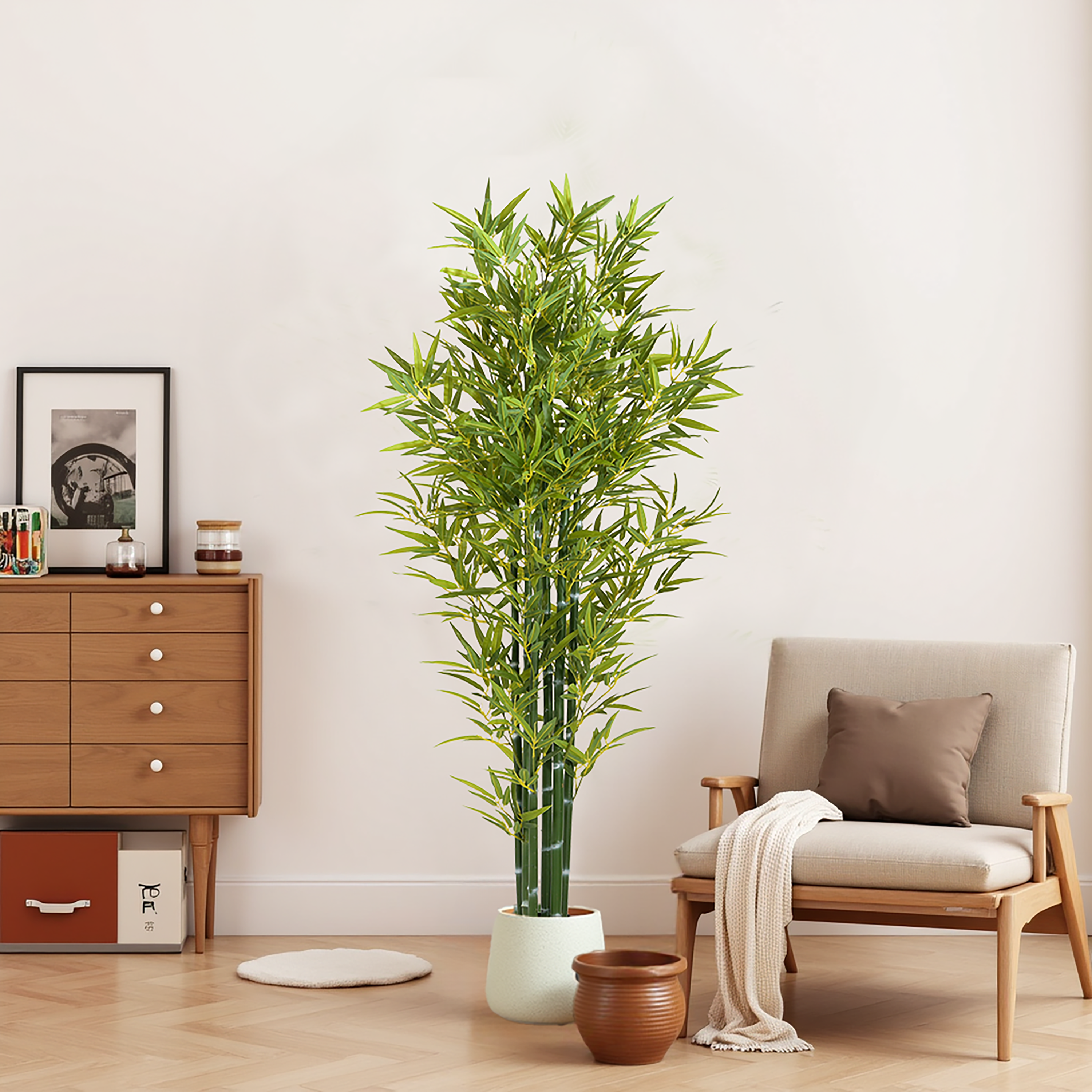 72 Artificial Bamboo With Black Plastic Pot, Set Of 2 view 2