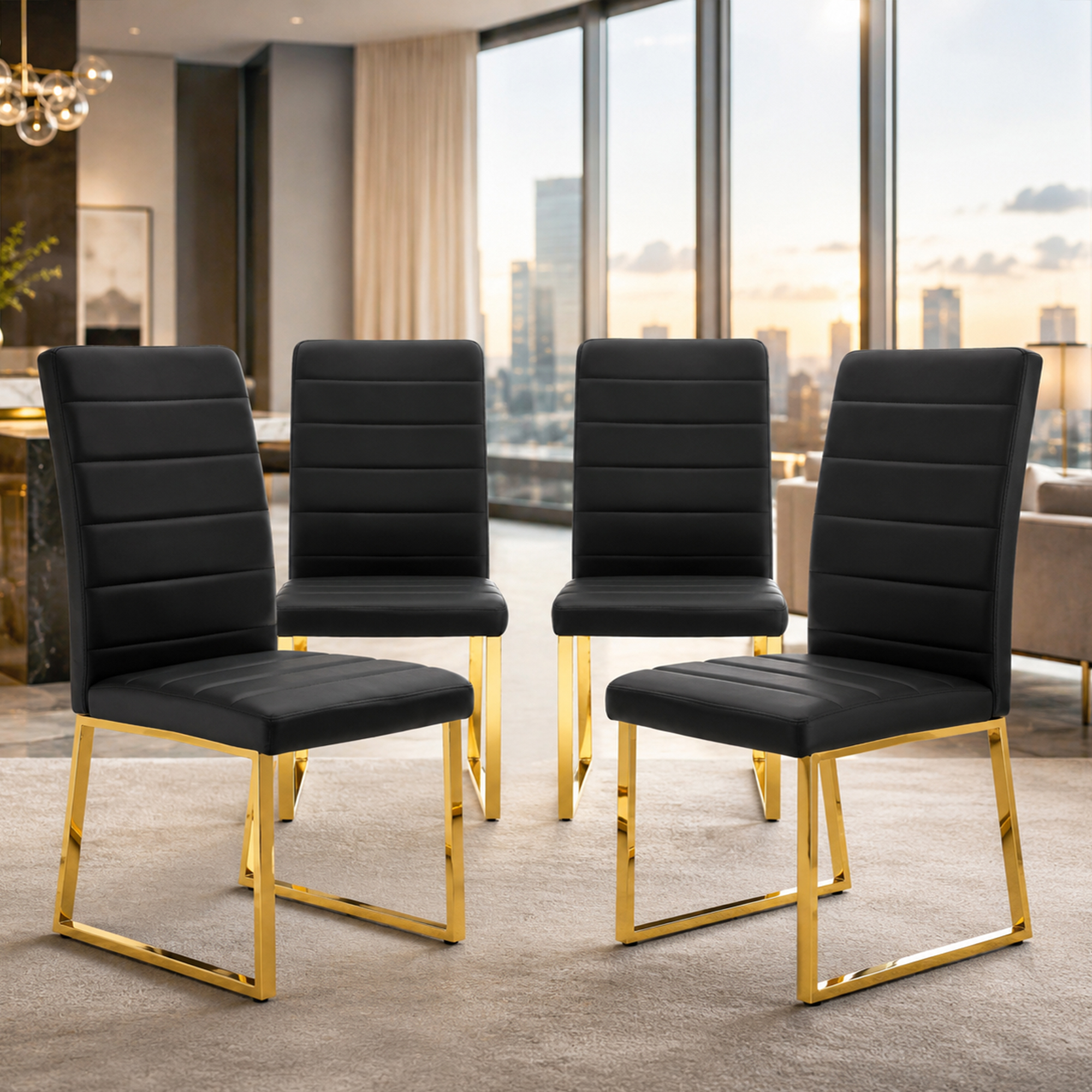 4-Pack - Heavy-duty Chairs Set 2.1 Thick Cushion, Iron Frame, Perfect For Home Or Office. Classic Colors, Great Value