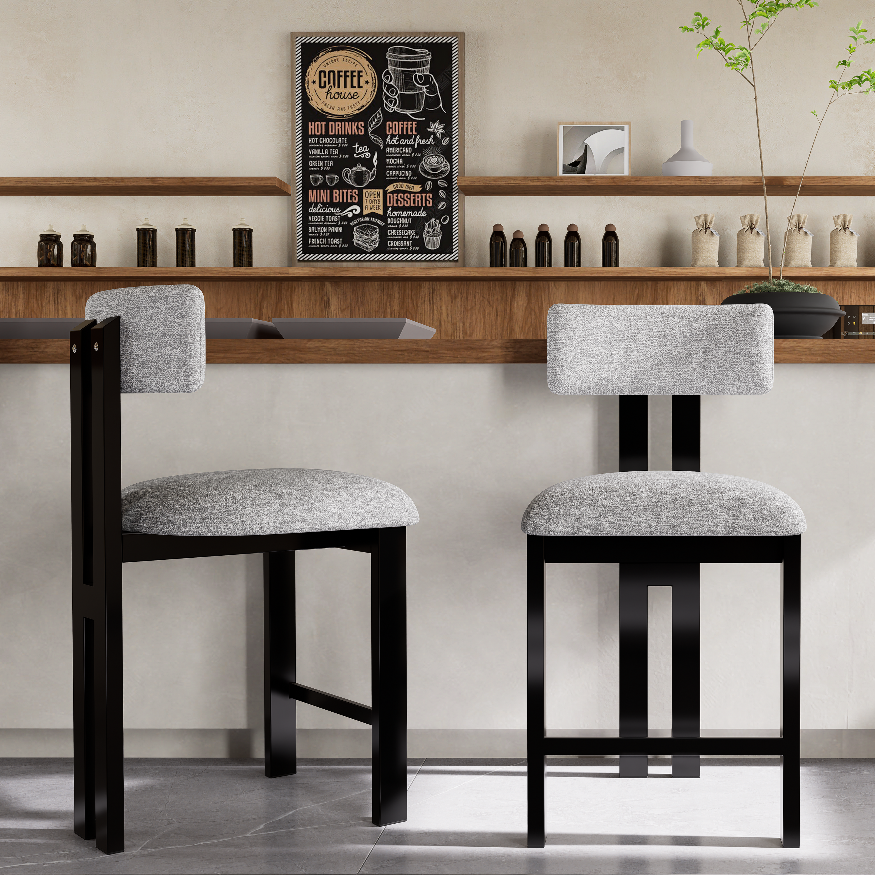 26.5 Stylish Round Stools With Low Back - Comfortable