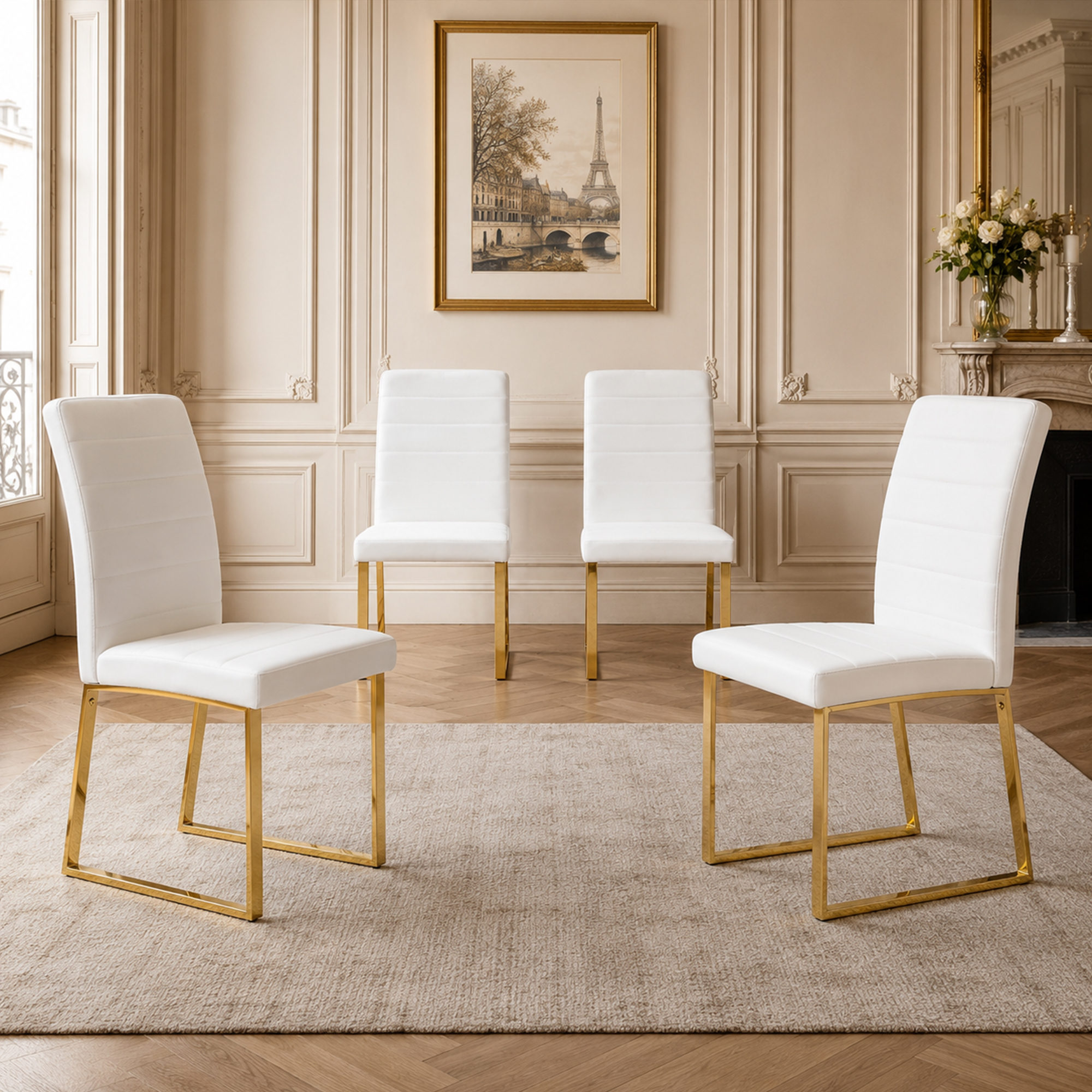 4-Pack - Heavy-duty Chairs Set 2.1 Thick Cushion, Iron Frame, Perfect For Home Or Office. Classic Colors, Great Value