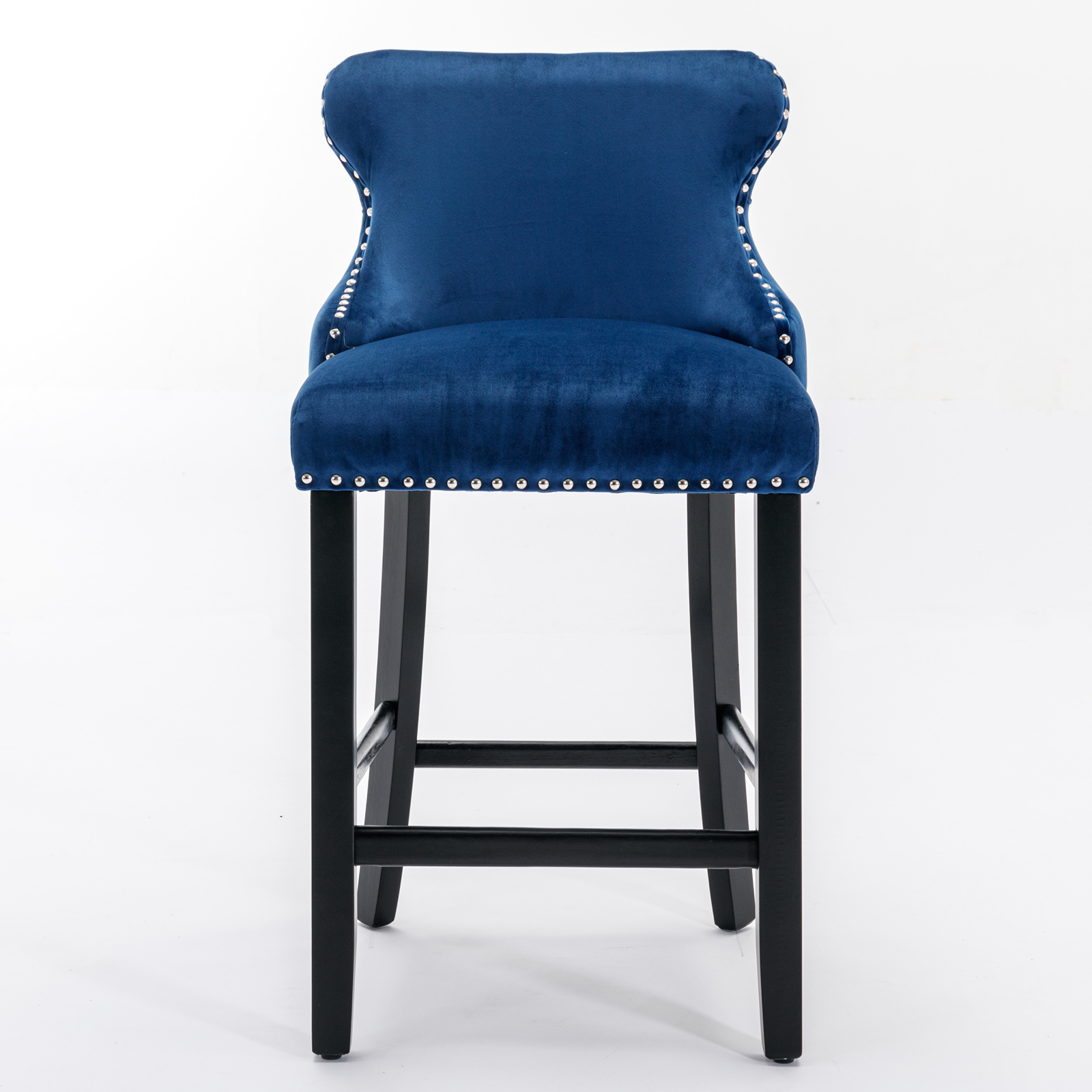 Velvet Upholstered Wing-Back Barstools