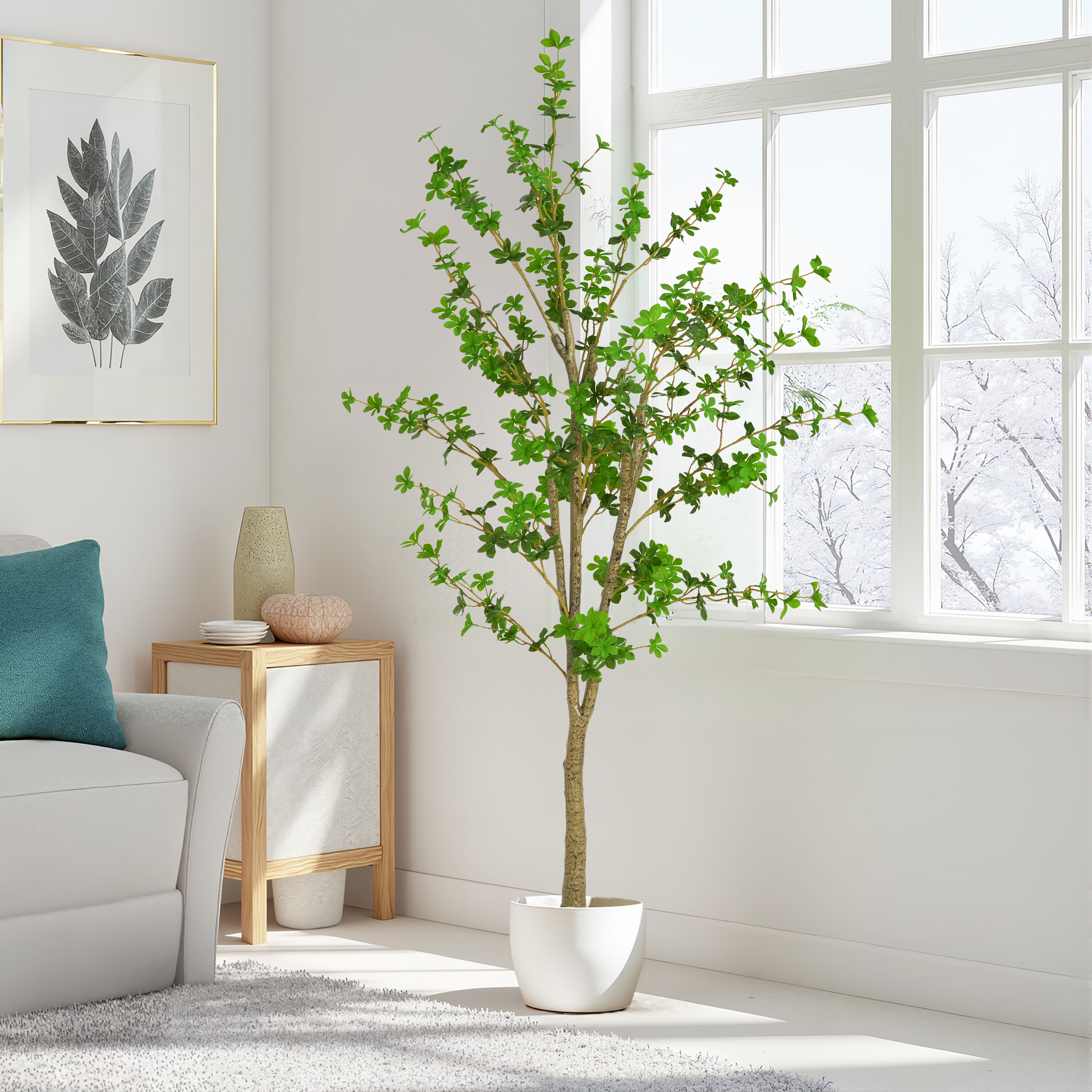 76 Artificial Enkianthus Tree With Black Plastic Pot view 2
