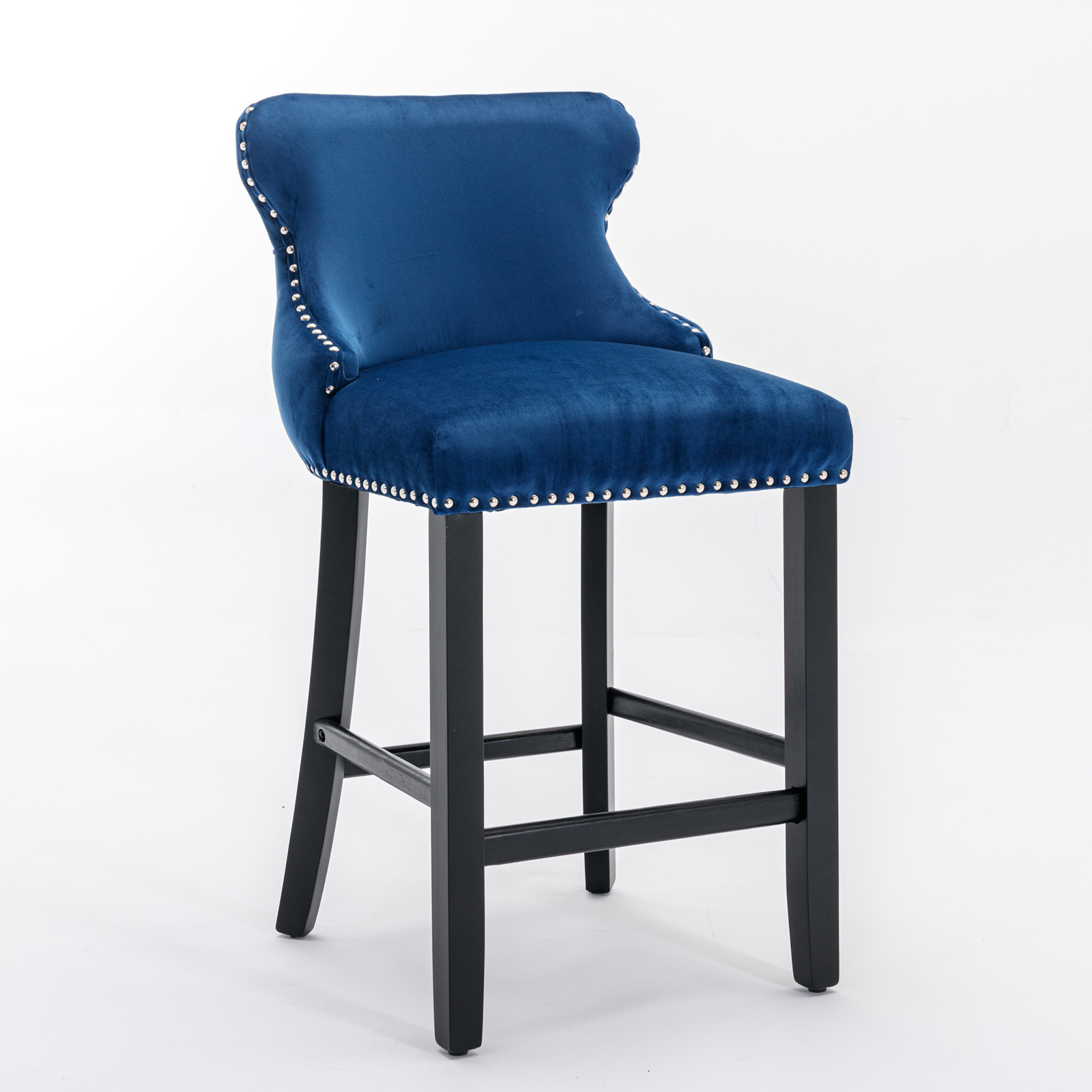 Velvet Upholstered Wing-Back Barstools, picture 2 of 4