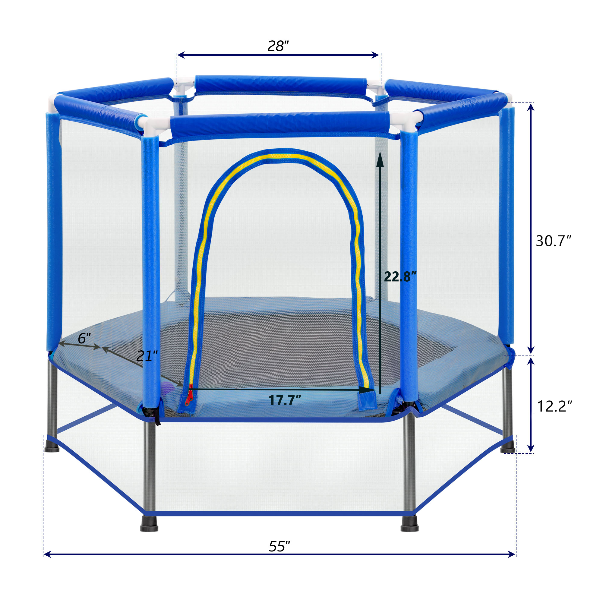 55 Toddlers Trampoline with Safety Enclosure Net and Balls β photo 5