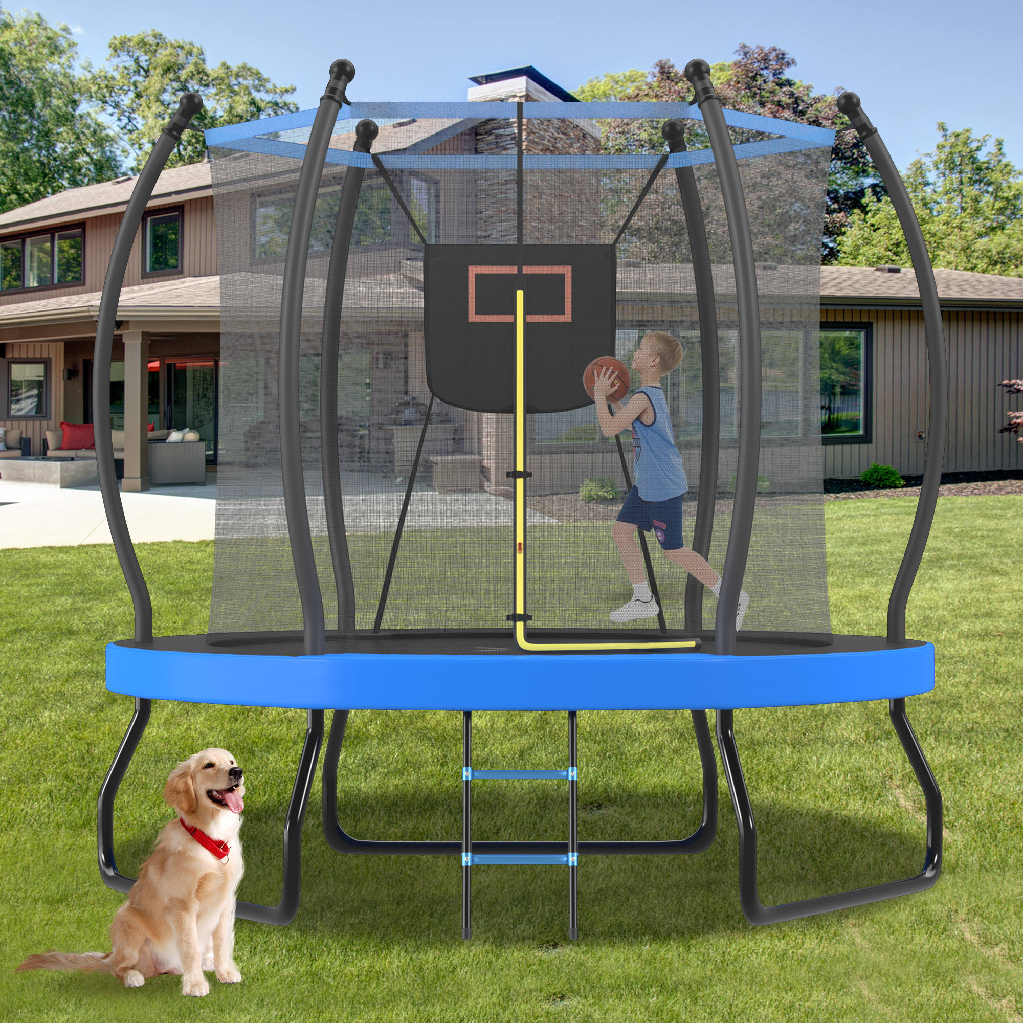 8FT Trampoline with Basketball Hoop — photo 2