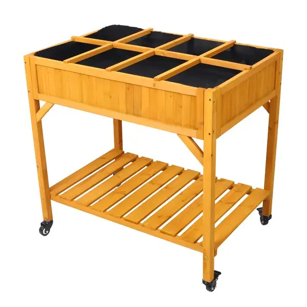 Elevated 8 Pocket Herb Garden Bed, Mobile