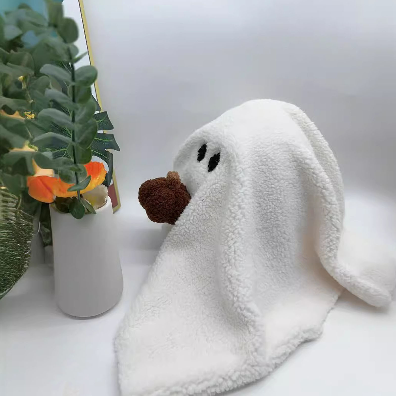Ghost With Pumpkin Pillow Cute PP Cotton Stuffed Ghost Throw Pillow For Festive Party Haunted House Decor