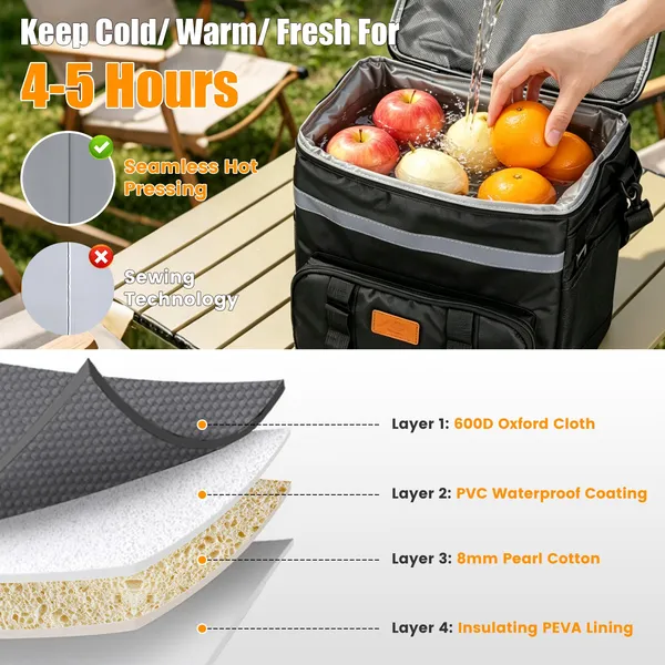 35L Rolling Cooler Bag 2-in-1 Insulated Lunch Backpack With…