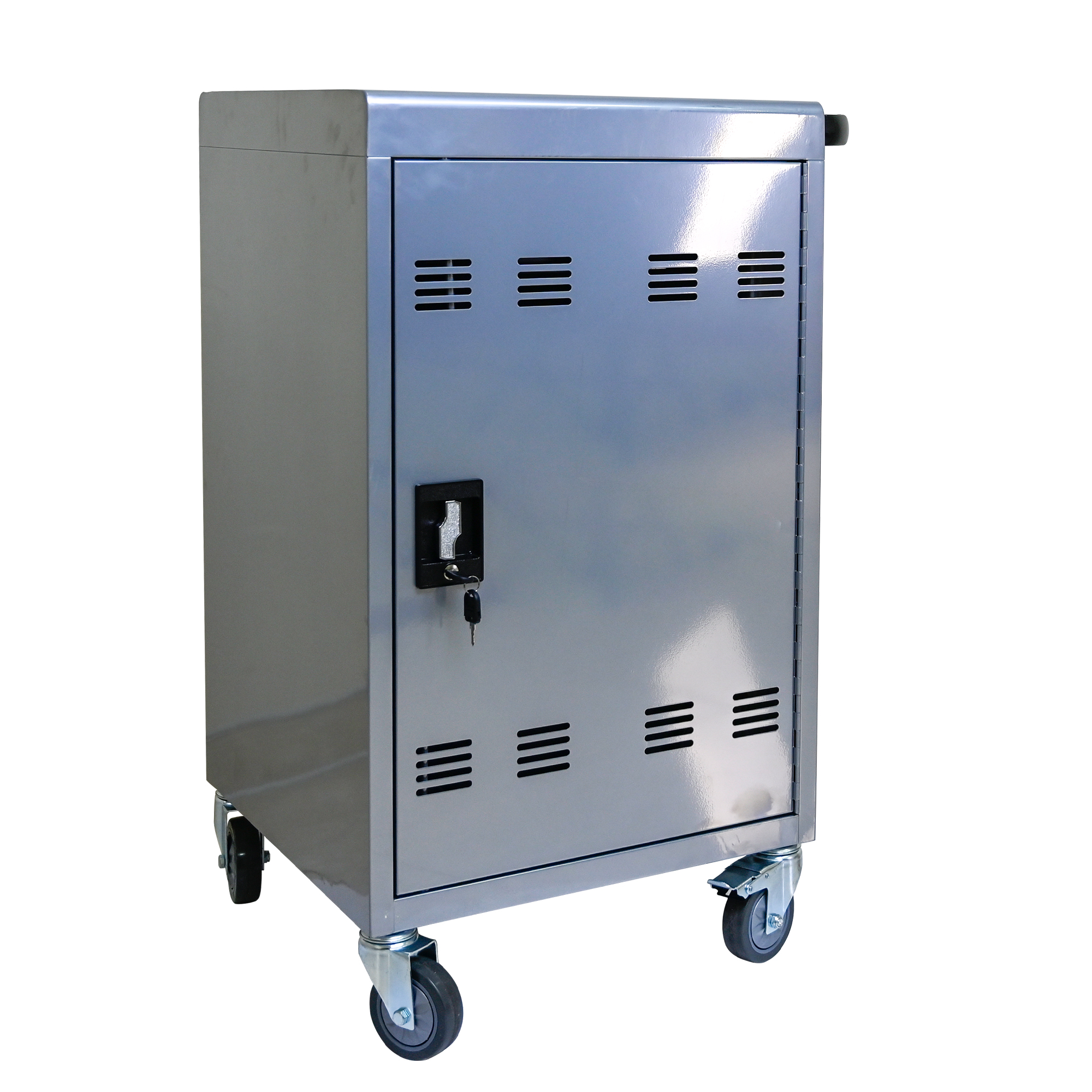 30  2Bay Mobile School Charging Cart Station For Chromebook, Tablet And Laptop Computer With Power Strip Included, Assembly Required-SILVER