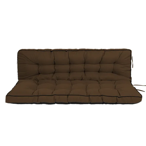 Outdoor Swing Cushions 55 Inch, Waterproof 4' Thick Porch Swing Cushion Replacement With Backrest And Ties, Comfortable 2-3 Seat Pation Swing Pad For Backyard, Garden, Lawn, Outdoor Furniture - Coffee
