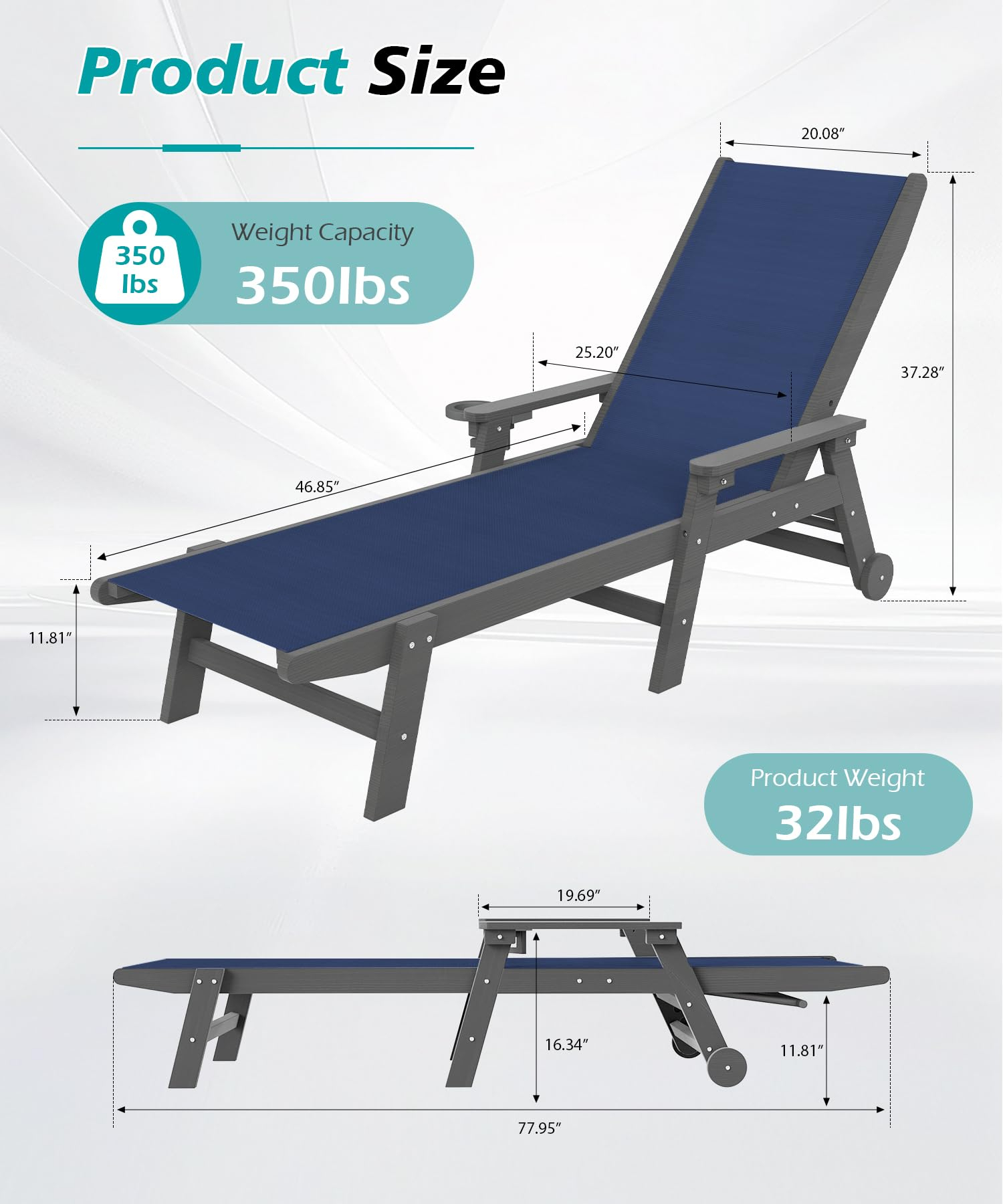 HDPE Outdoor Chaise Lounge, picture 3 of 4