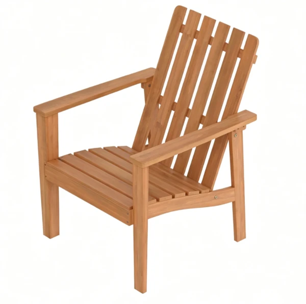 Natural Finish Acacia Wood Adirondack Chair, Ergonomic Backrest & Extra Armrests Heavy Duty Outdoor Lounge Chair For Garden Lawn Gathering