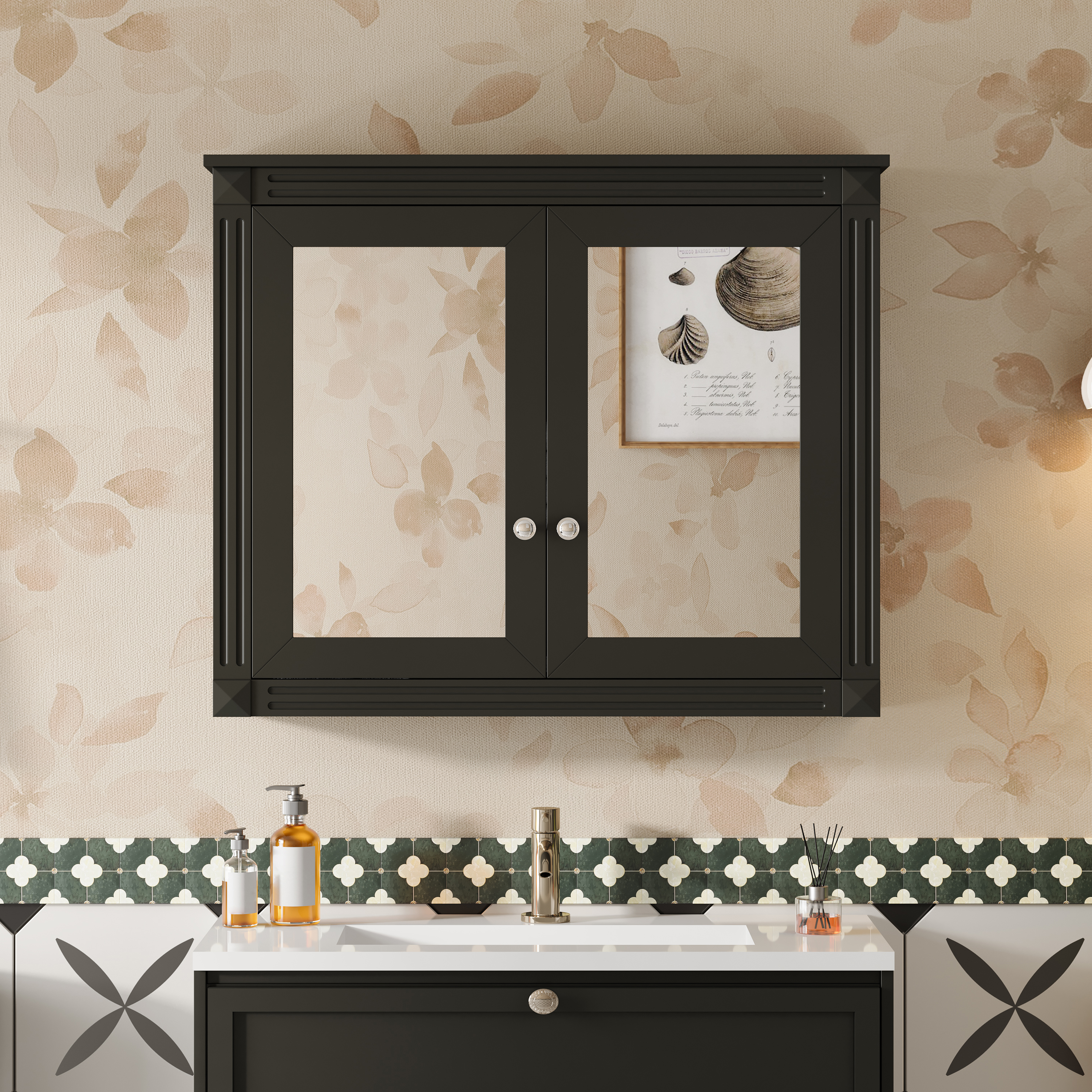 36 X 28 Medicine Cabinet, Wall Mounted Bathroom Storage Cabinet, Modern Bathroom Wall Cabinet With 2 Mirrors, Medicine Cabinet, Mirror Cabinet With 2 Adjustable Shelves