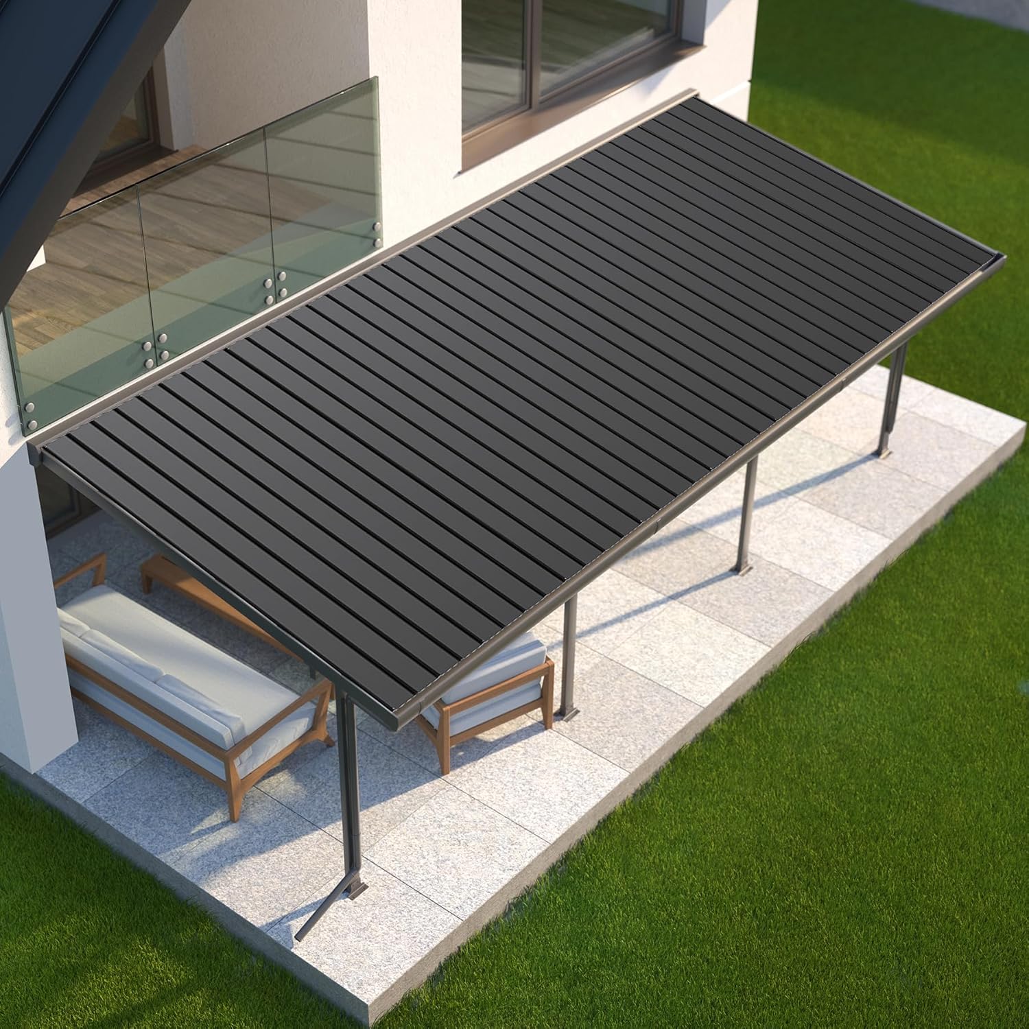 20 PCS Metal Roofing Panels, Galvanized Steel Corrugated Roof Panels Waterproof Heavy Duty Metal Siding Panels With Screws For Pergola Gazebo Garage Sheds Mobile Home   Grey