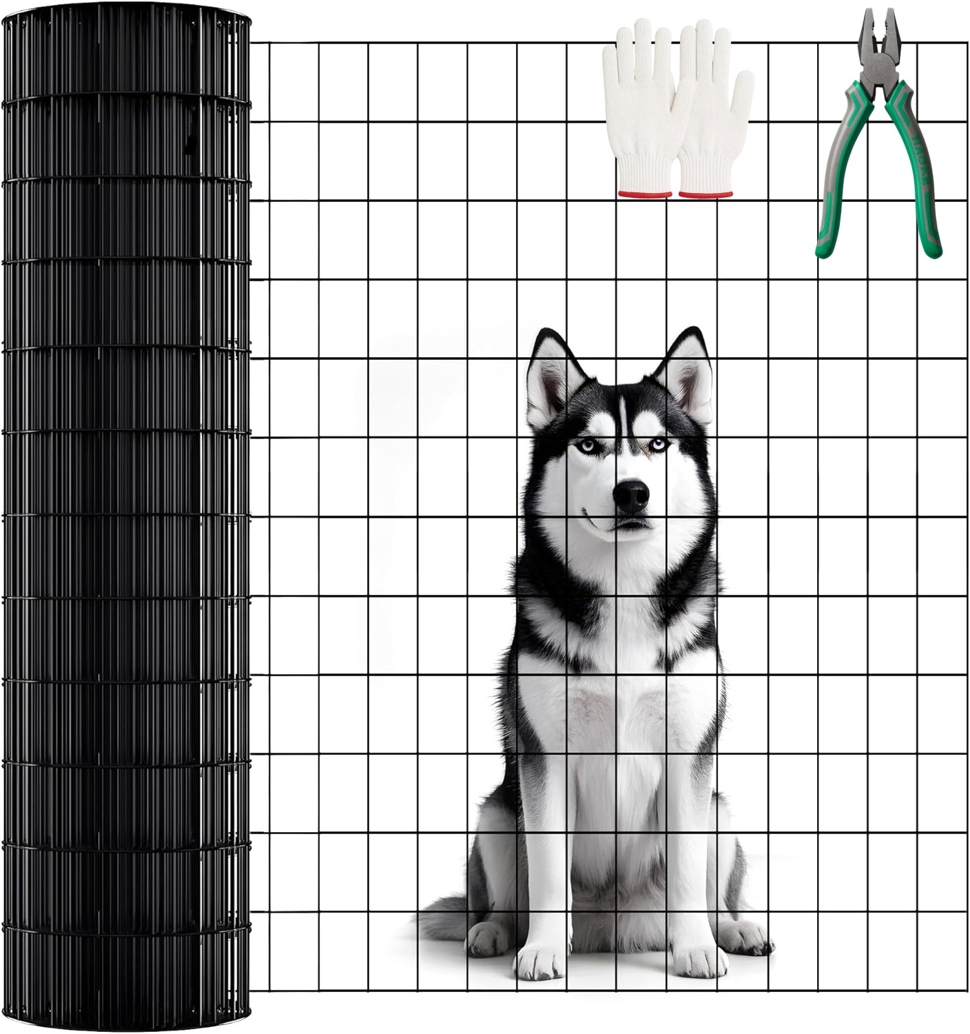 40 INCH X 50 FT Black Vinyl-coated Metal Mesh, 16 Gauge 2  3 Inch Black PVC Metal Mesh, Black Welded Wire Mesh Support, Poultry Cage Protective Fence