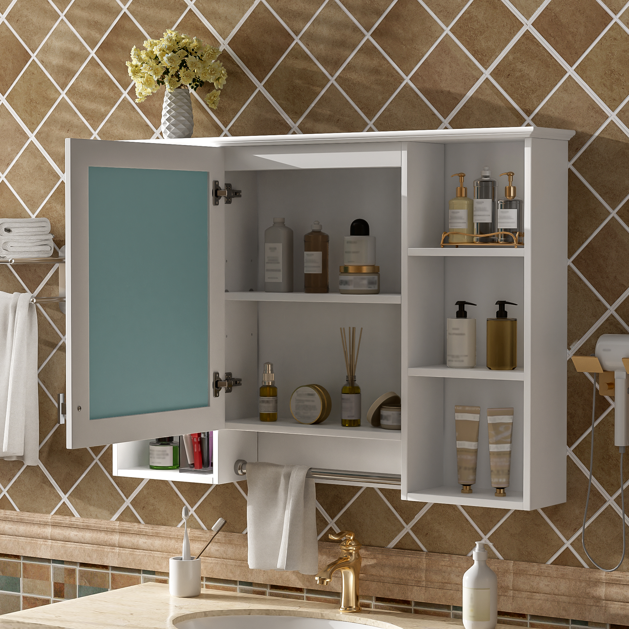 3-in-1 Bathroom Mirror Cabinet, 42 Inch Wall Mounted Medicine Cabinet With Adjustable Shelf & Soft Close Door, High-Define Mirror With Storage For Bathroom Vanity — foto 3