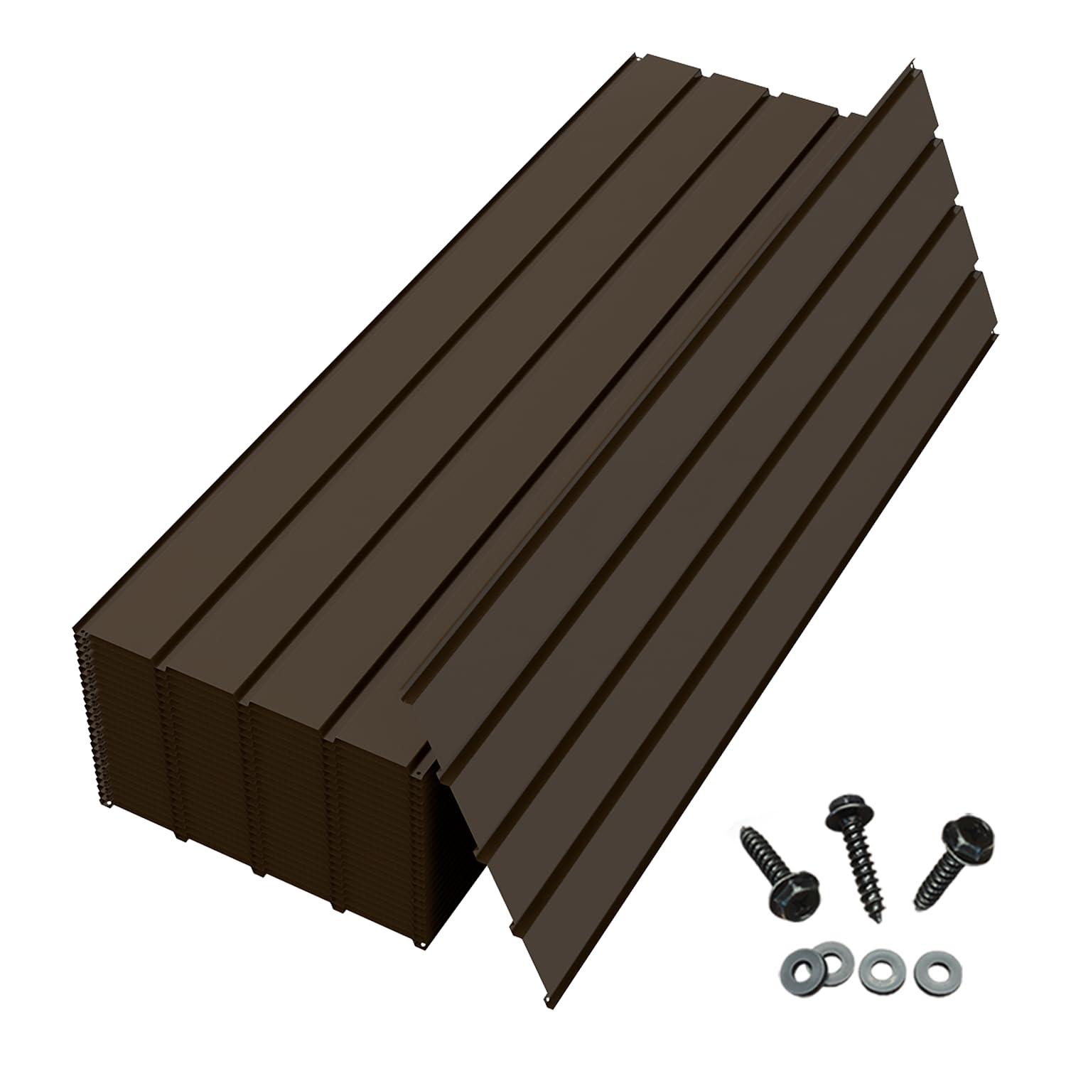 20 PCS Metal Roofing Panels, Galvanized Steel Corrugated Roof Panels Waterproof Heavy Duty Metal Siding Panels With Screws For Pergola Gazebo Garage Sheds Mobile Home   Brown