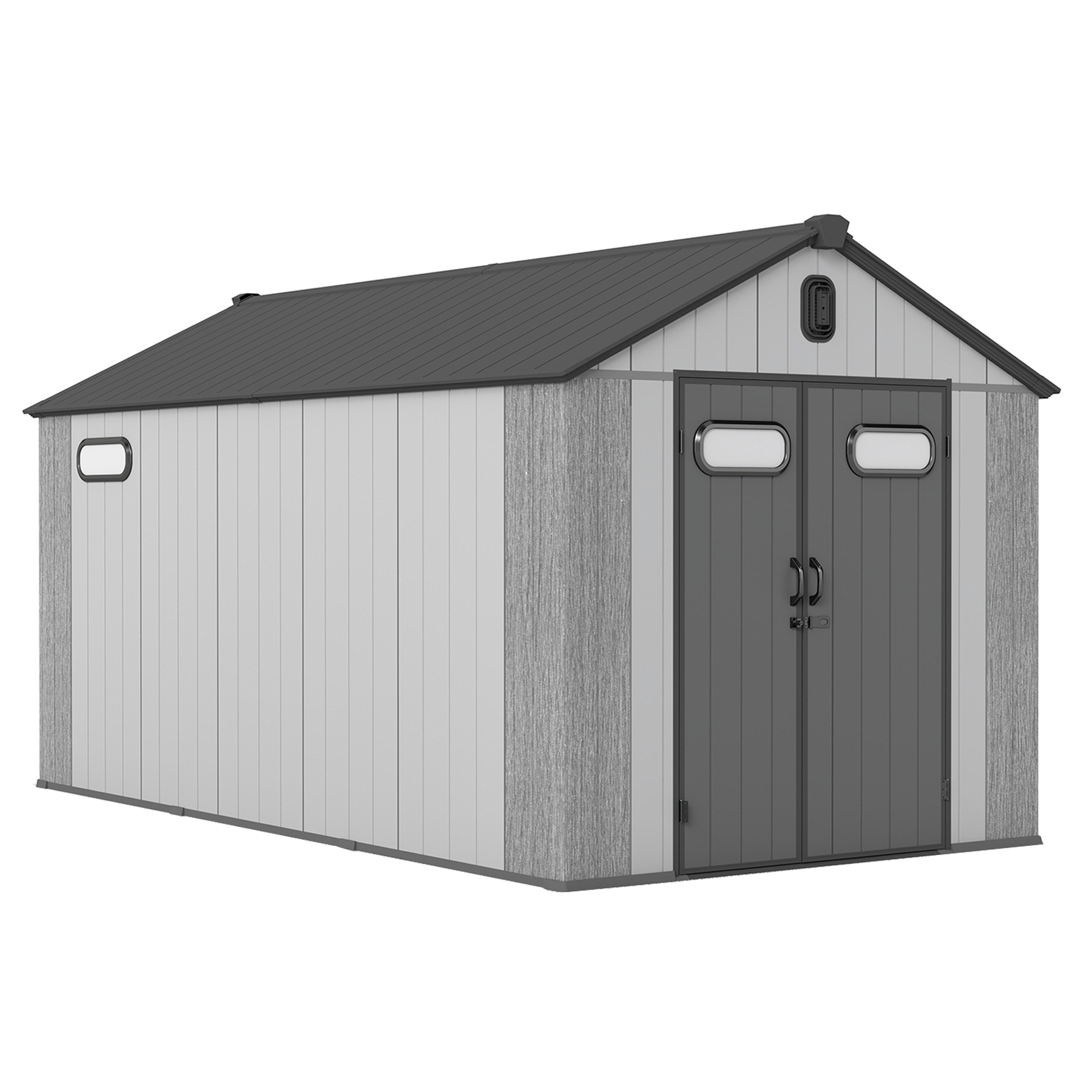 8x16Ft Resin Outdoor Storage Shed, Plastic Garden Shed With Carpet, Outside Weatherproof Storage Building For Tools, Bike, Lawn Mower, Patio