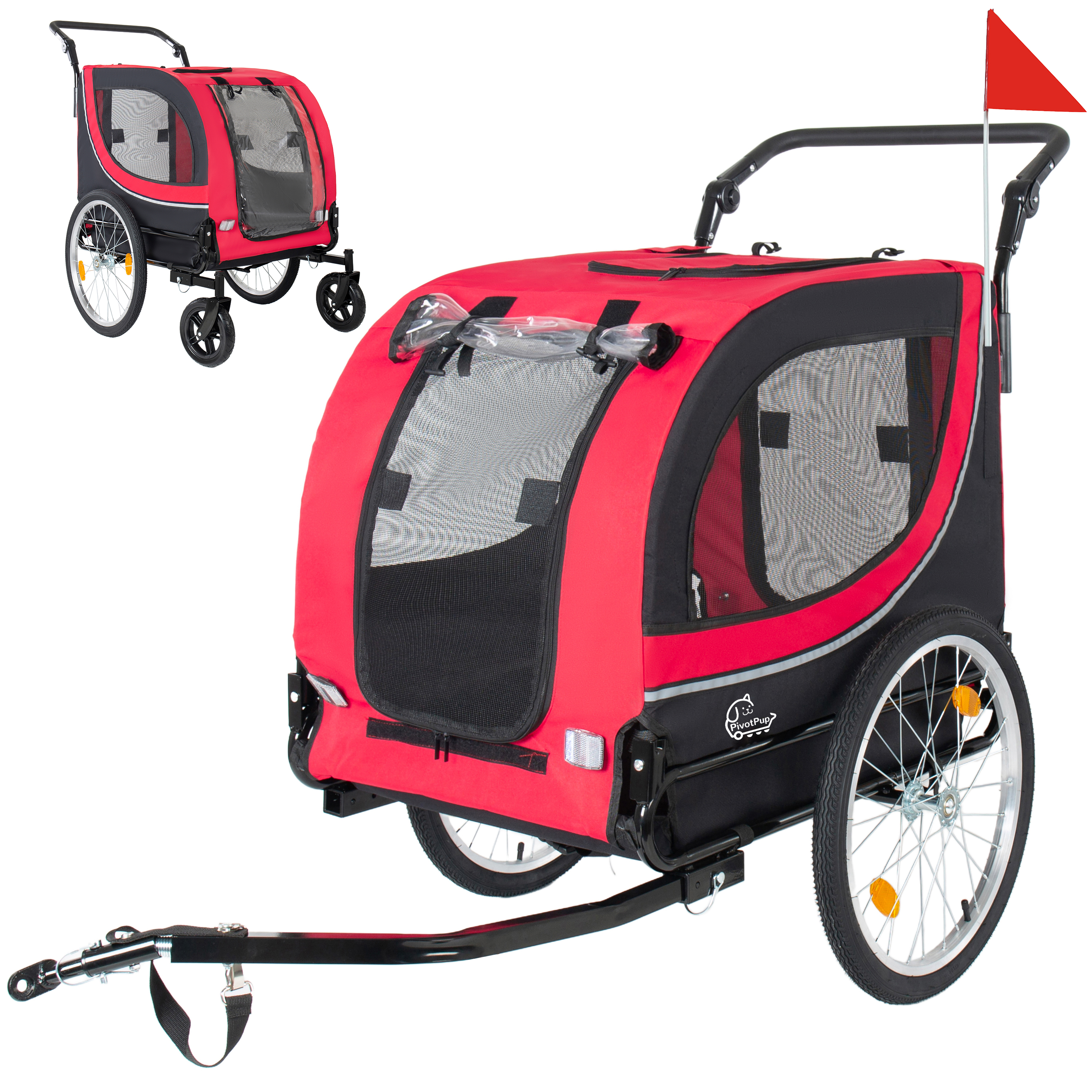 Remorque de vélo 2 en 1 et poussette pour animaux de compagnie pour chiens pesant