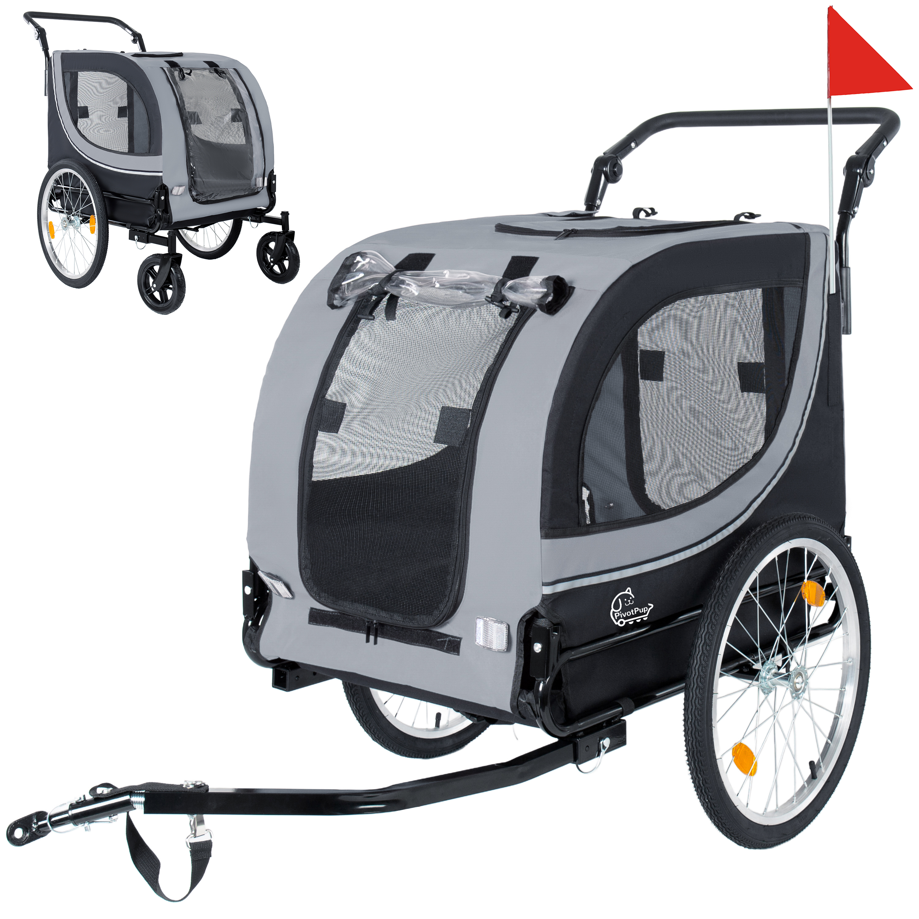 Remorque de vélo 2 en 1 et poussette pour animaux de compagnie pour chiens pesant