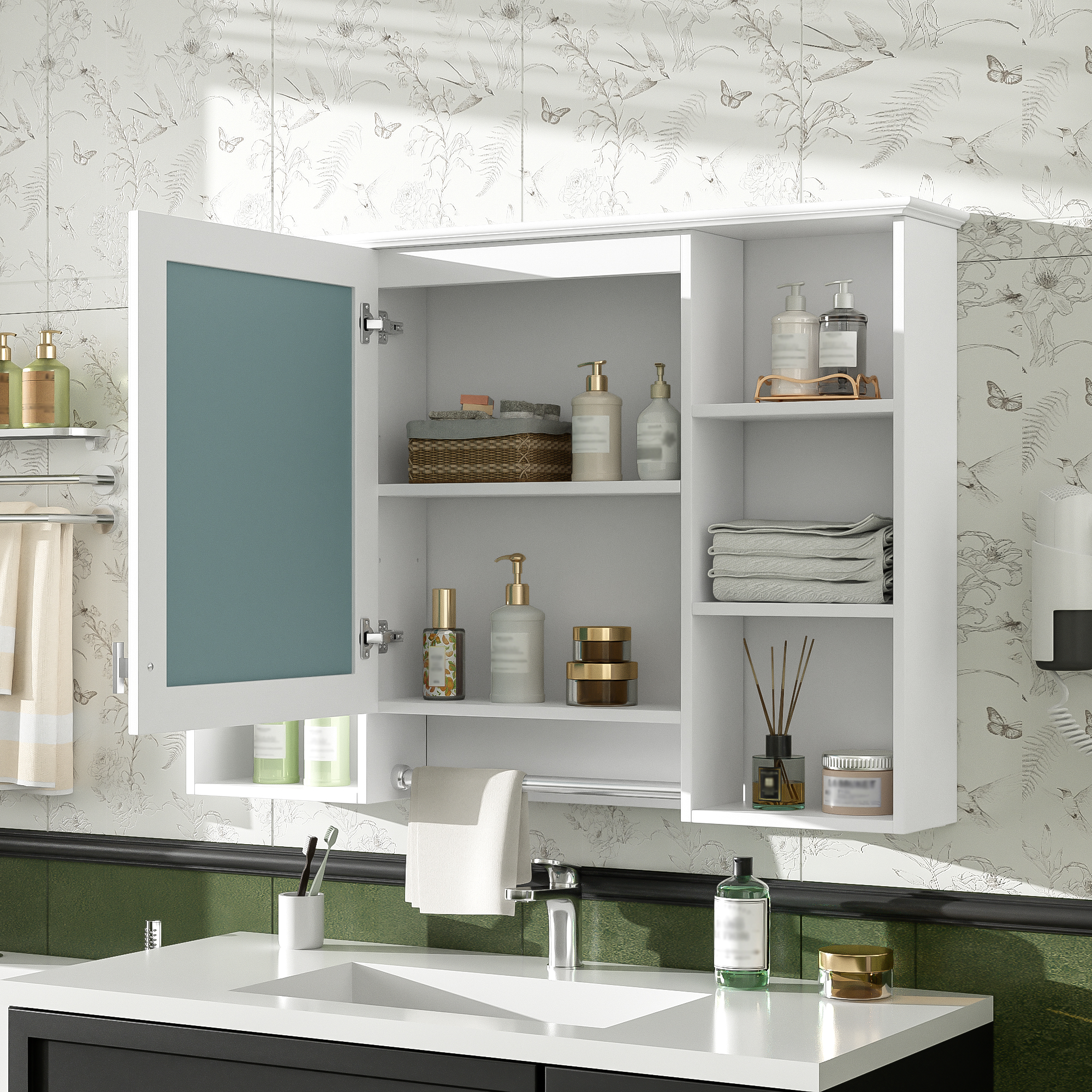 3-in-1 Bathroom Mirror Cabinet, 42 Inch Wall Mounted Medicine Cabinet With Adjustable Shelf & Soft Close Door, High-Define Mirror With Storage For Bathroom Vanity — foto 2