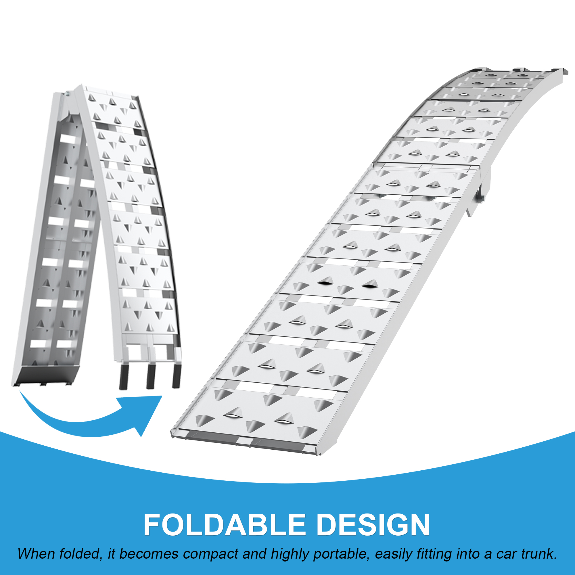 CYDD 7.5FT folding ramps collapsed for storage in pickup truck bed or garage