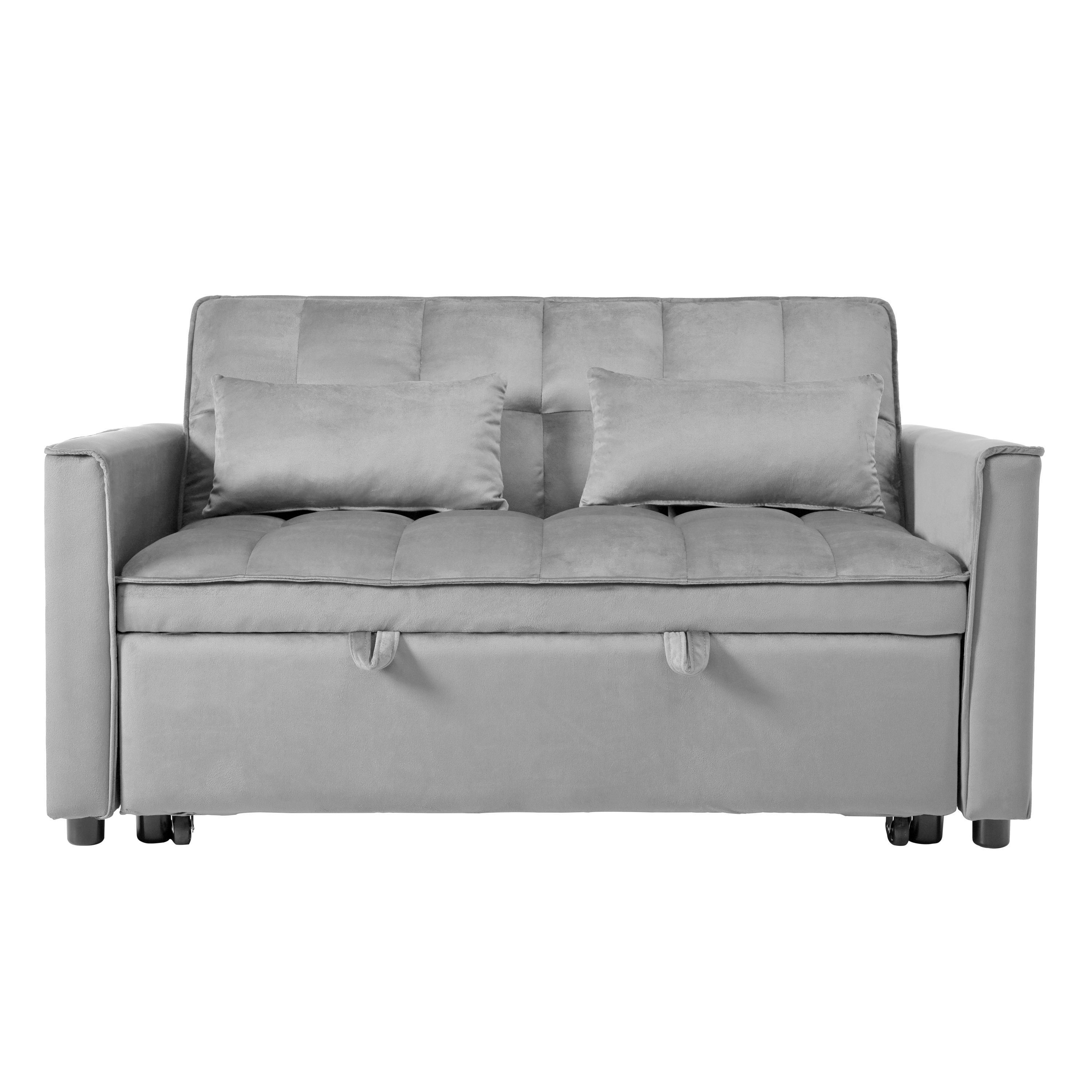 Convertible Sofa Bed,3-in-1 Pull Out Couch Bed With Reclining Backrest And Pillows,Sofa Bed Chair Full Convertible Sleeper Loveseat For  Living Room, Home Or Office  Light Gray