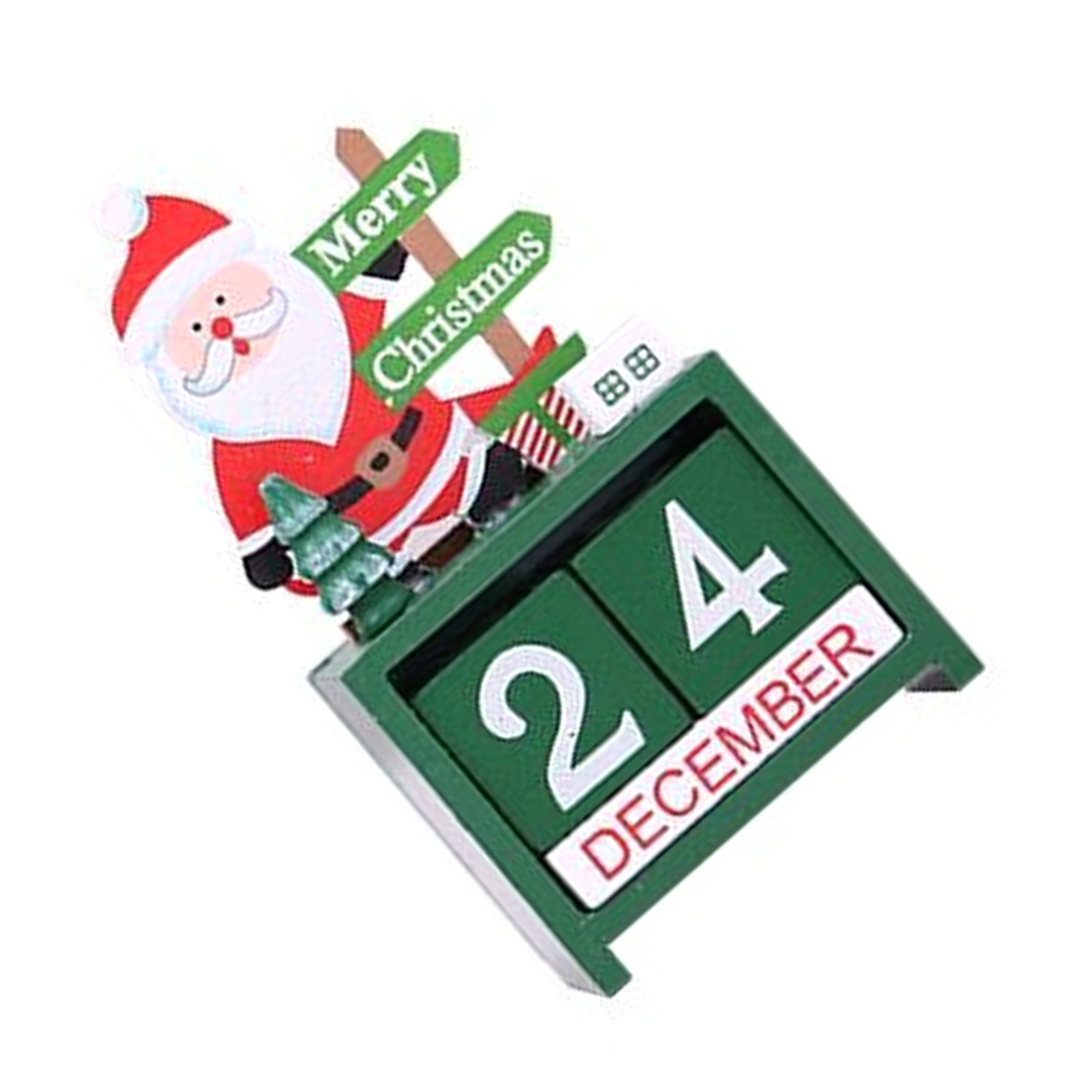 Xmas Desk Calendar Desktop Decoration Tabletop Number Date Wooden Blocks Ornament Santa — foto 4