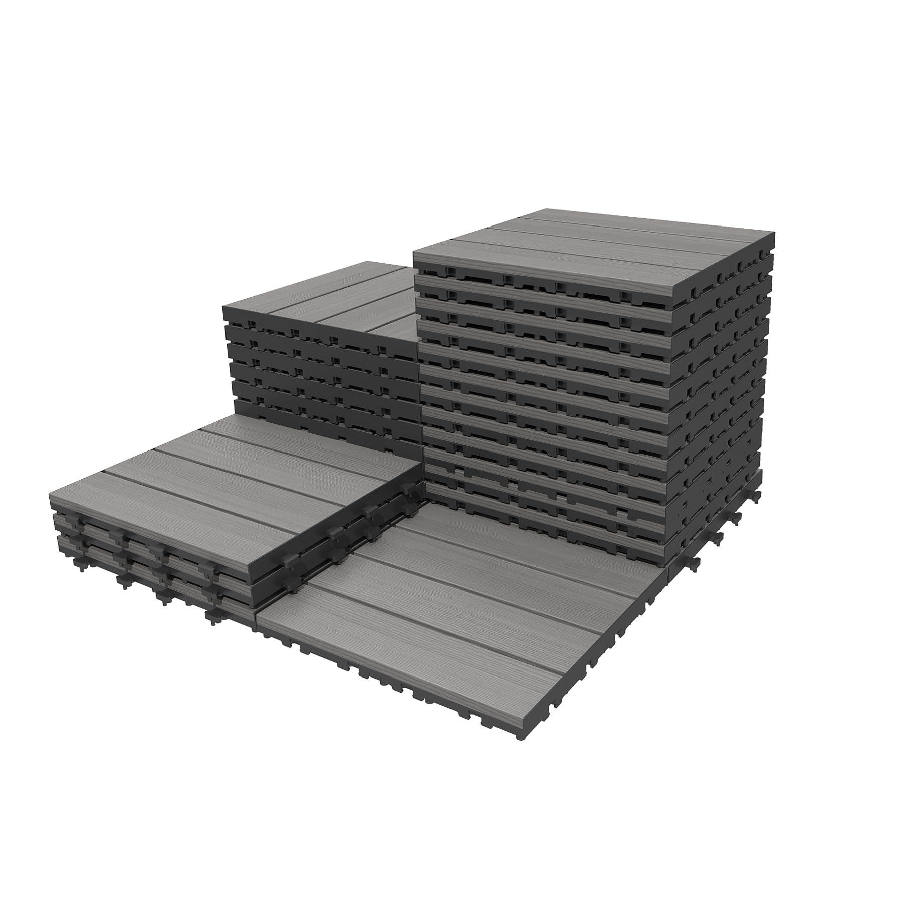 27 Pcs Interlocking Deck Tiles, 12 X 12 HDPE Outdoor Flooring, Patio Flooring Outdoor Waterproof, Deck Tiles Outdoor Waterproof For Deck Garden Poolside, All Weather Use -Dark Grey