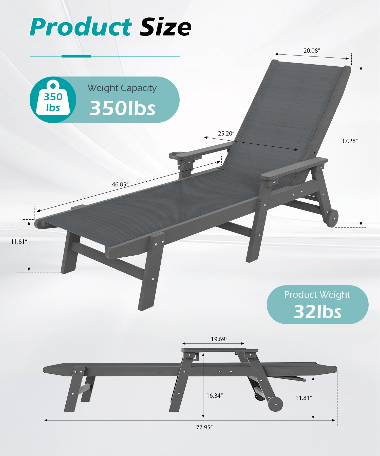 HDPE Outdoor Chaise Lounge Chairs, picture 2 of 4