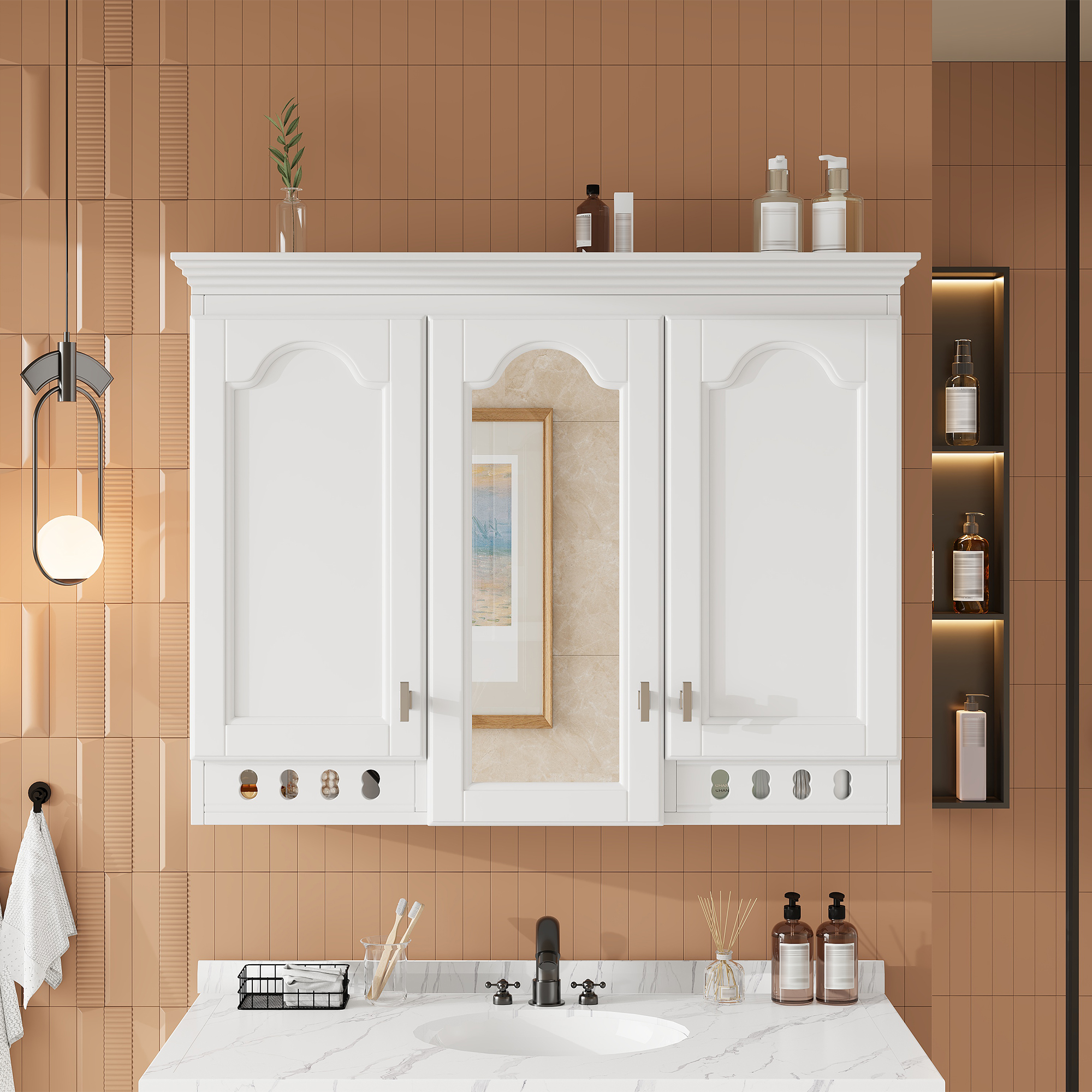 Modern Wall-Mount Mirror Cabinet Storage