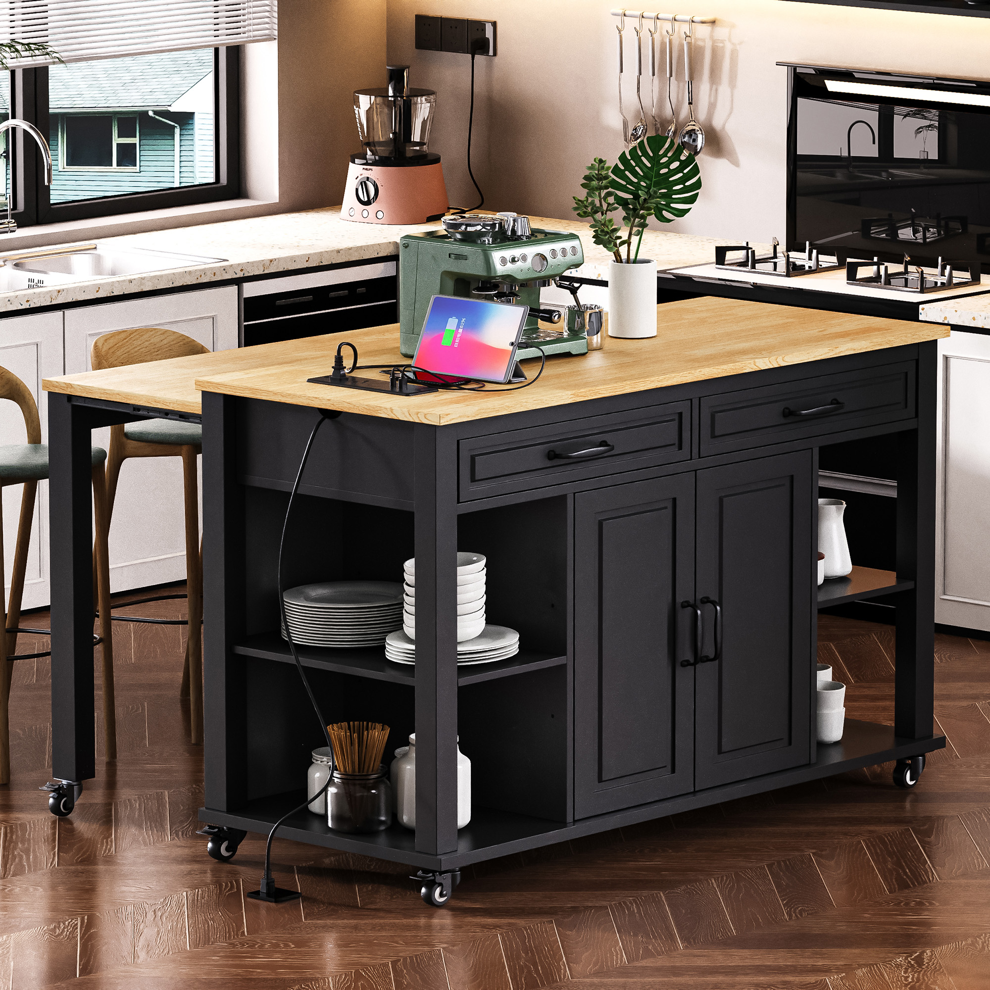 Kitchen Island with Extendable Dining Table
