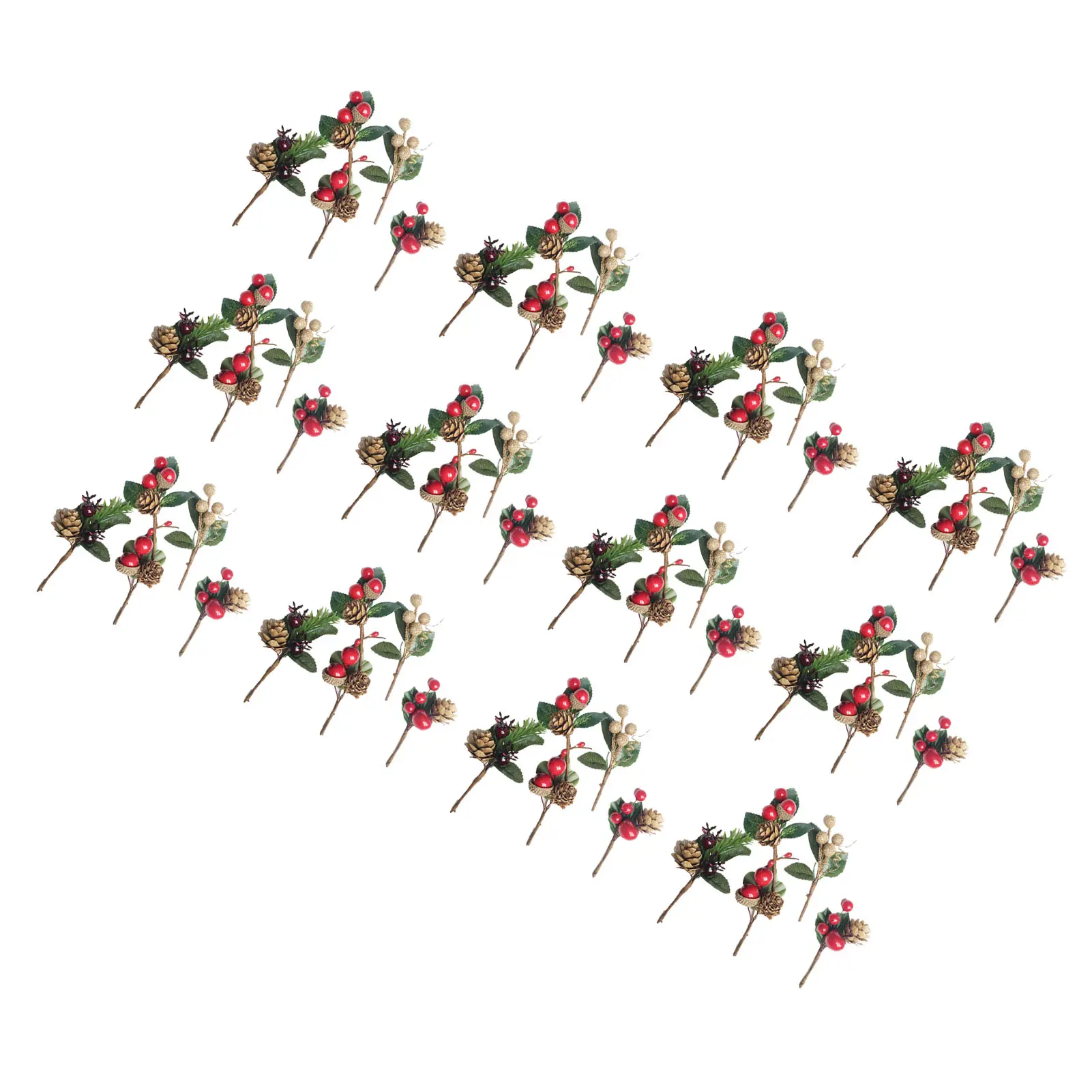 Artificial Flowers Red Berries Pine Cones