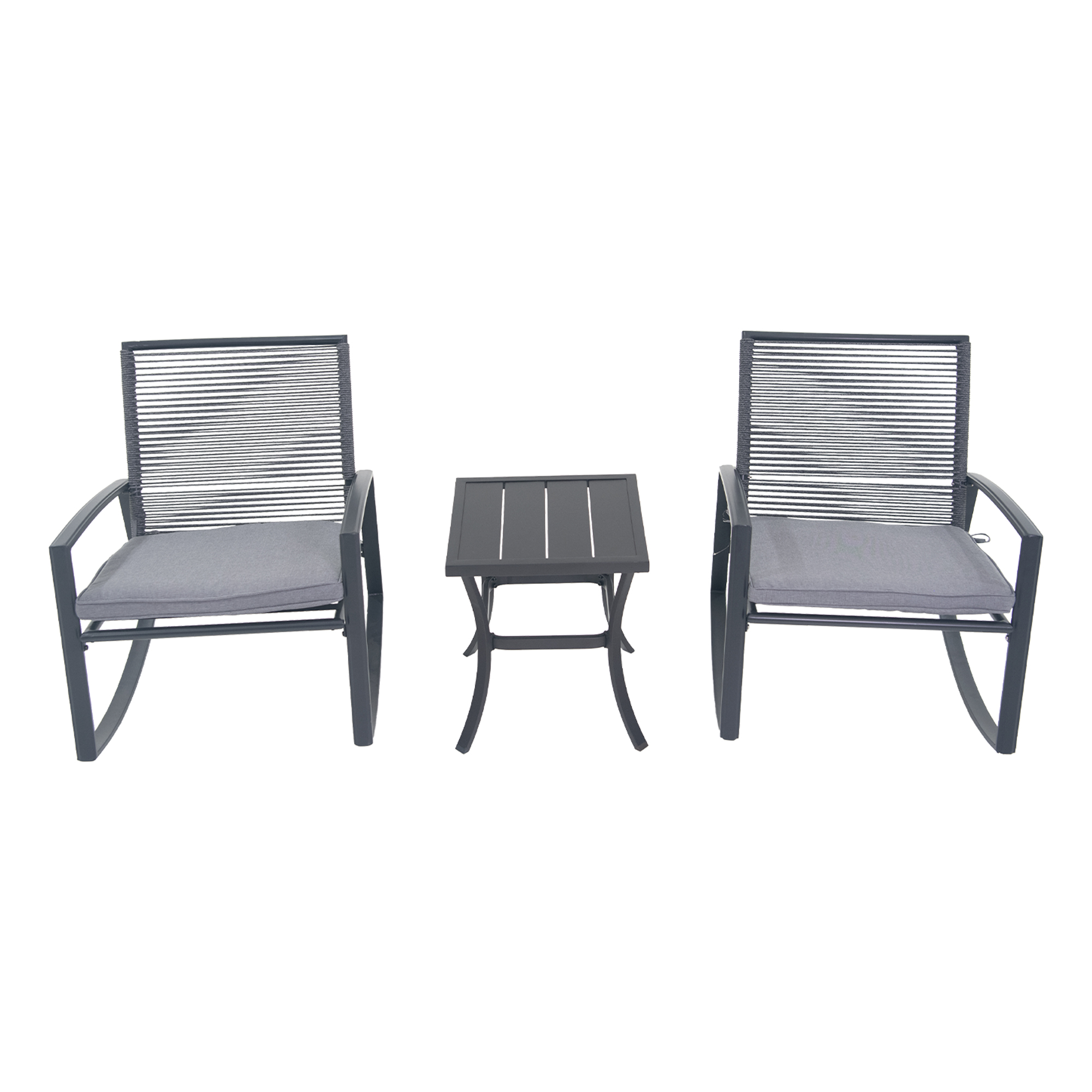 2-person Outdoor Patio Bistro Metal Rocking Conversation Set With Table