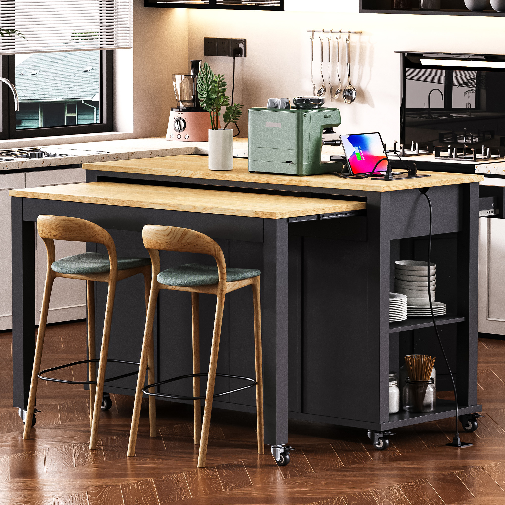 Kitchen Island with Extendable Dining Table, picture 2 of 5